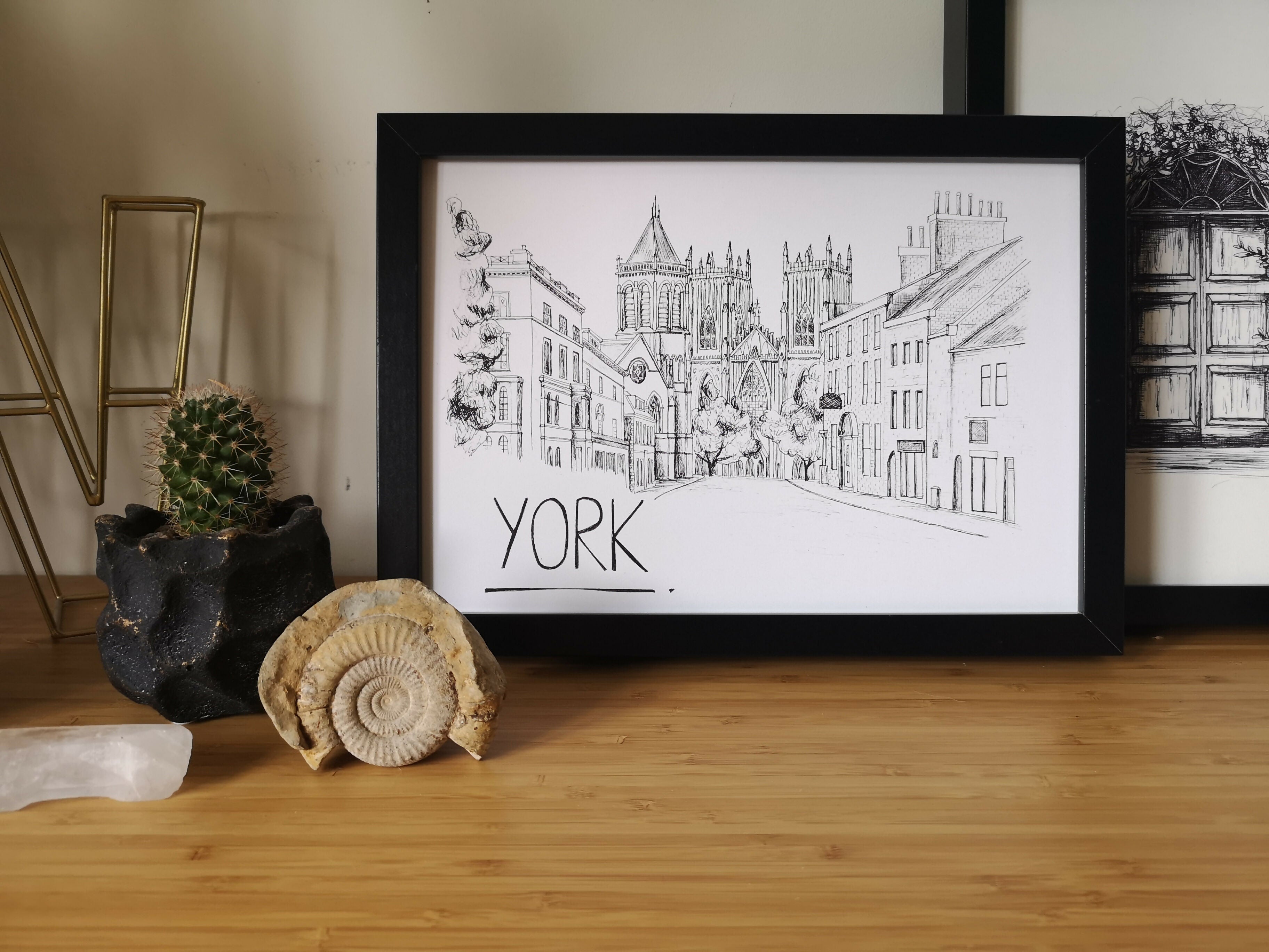 Black and white illustration of York.