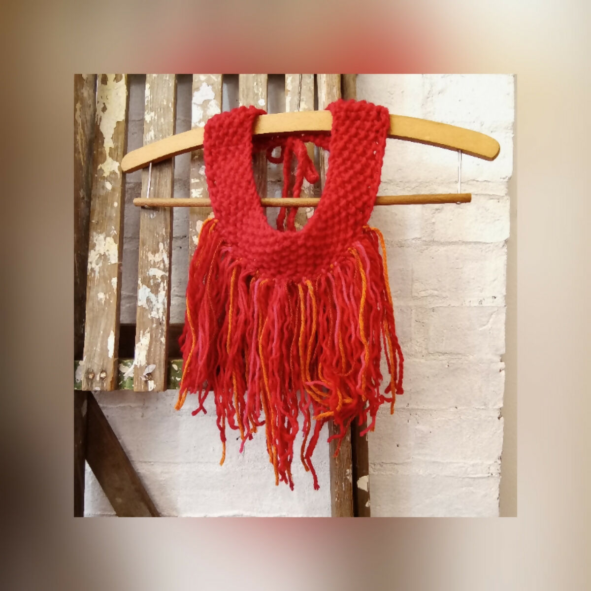 GRETA HAND KNITTED COLLAR - RED/ORANGE/PINK