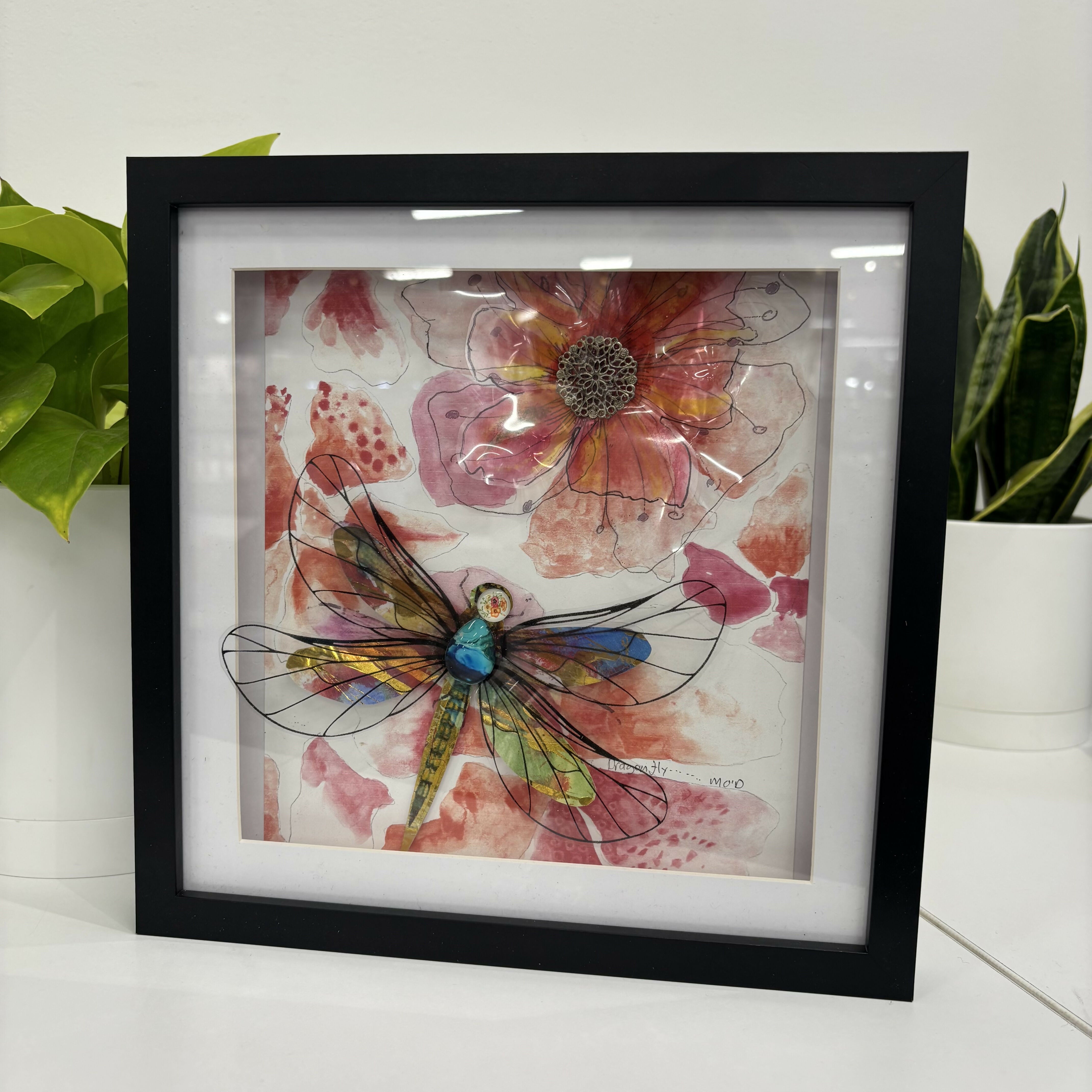Large Framed Dragonfly Artwork