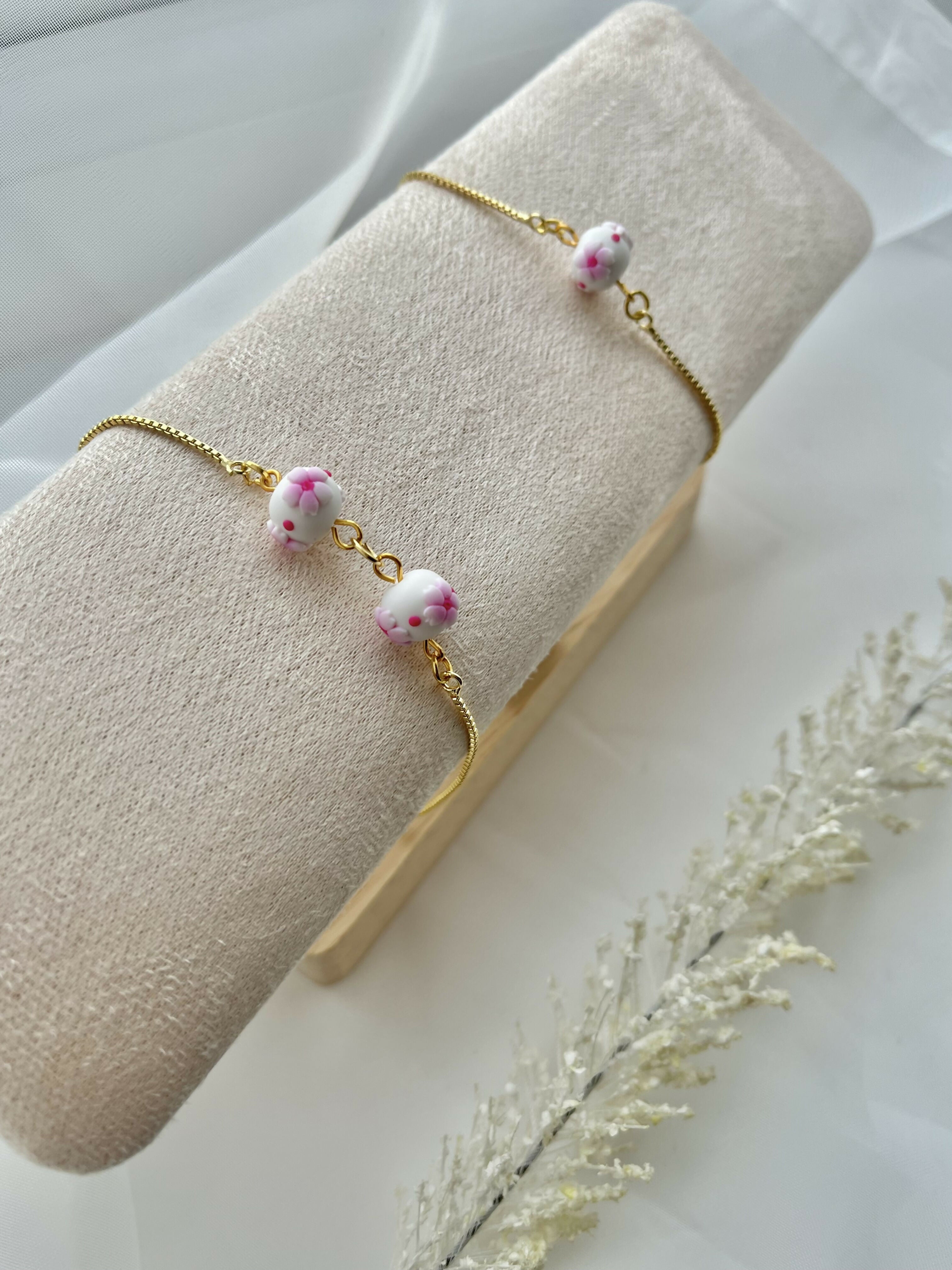 Cherry Blossom Bracelets - Handmade Polymer Clay Bracelets