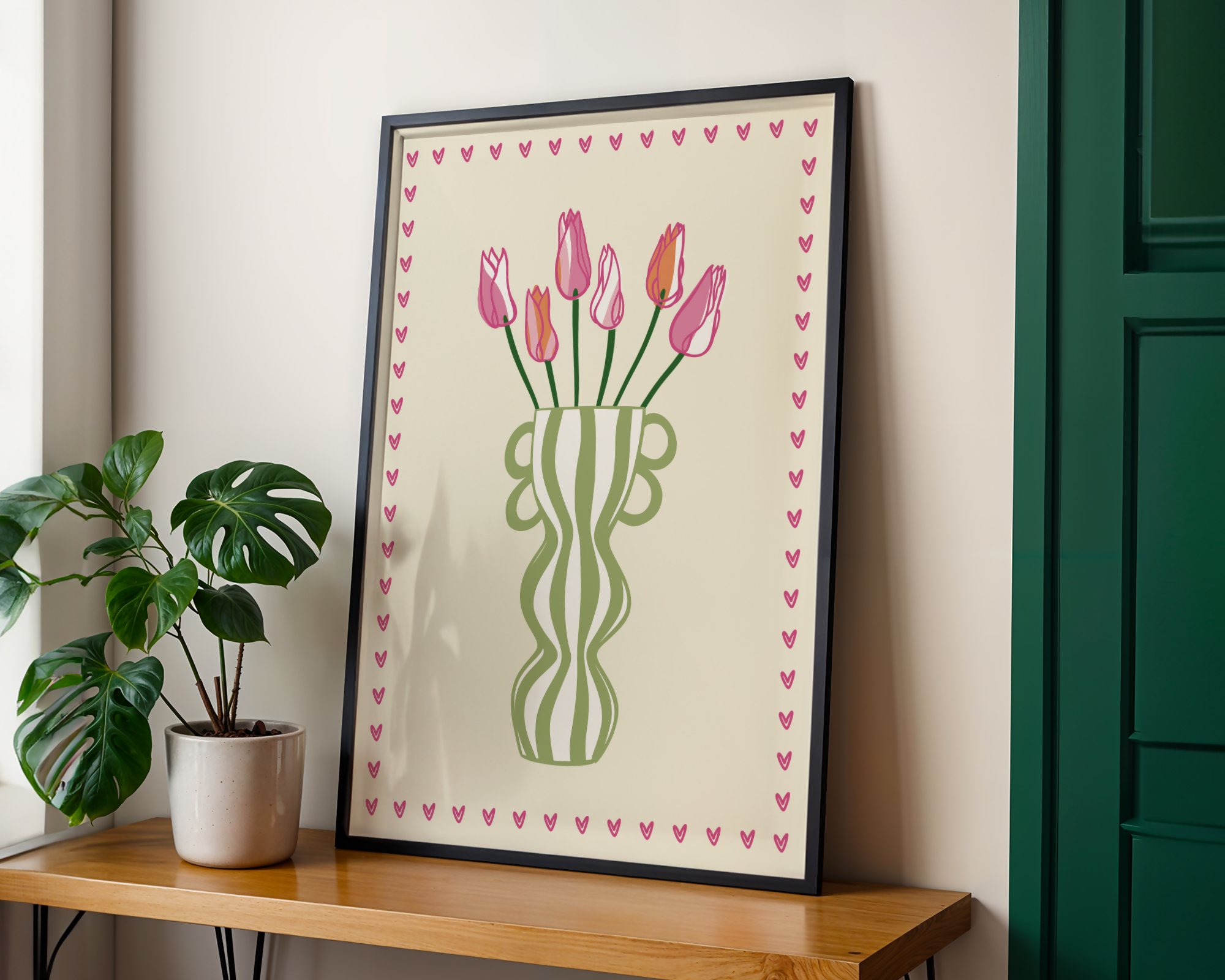 Striped Tulip Vase Print