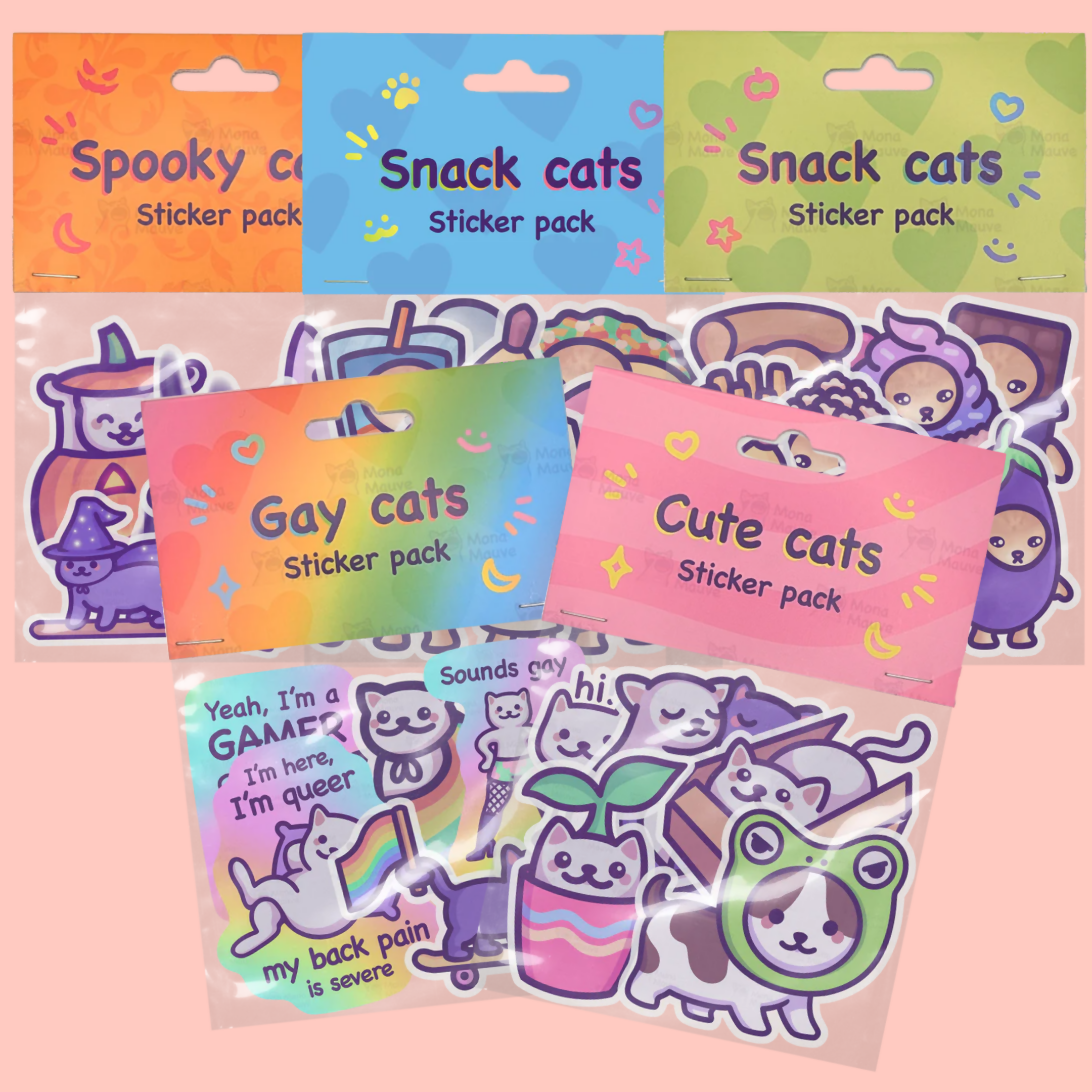 Cat Theme Sticker Packs - Various Designs
