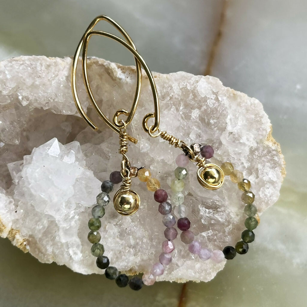 Handmade Gold Vermeil Mixed Tourmaline Earrings