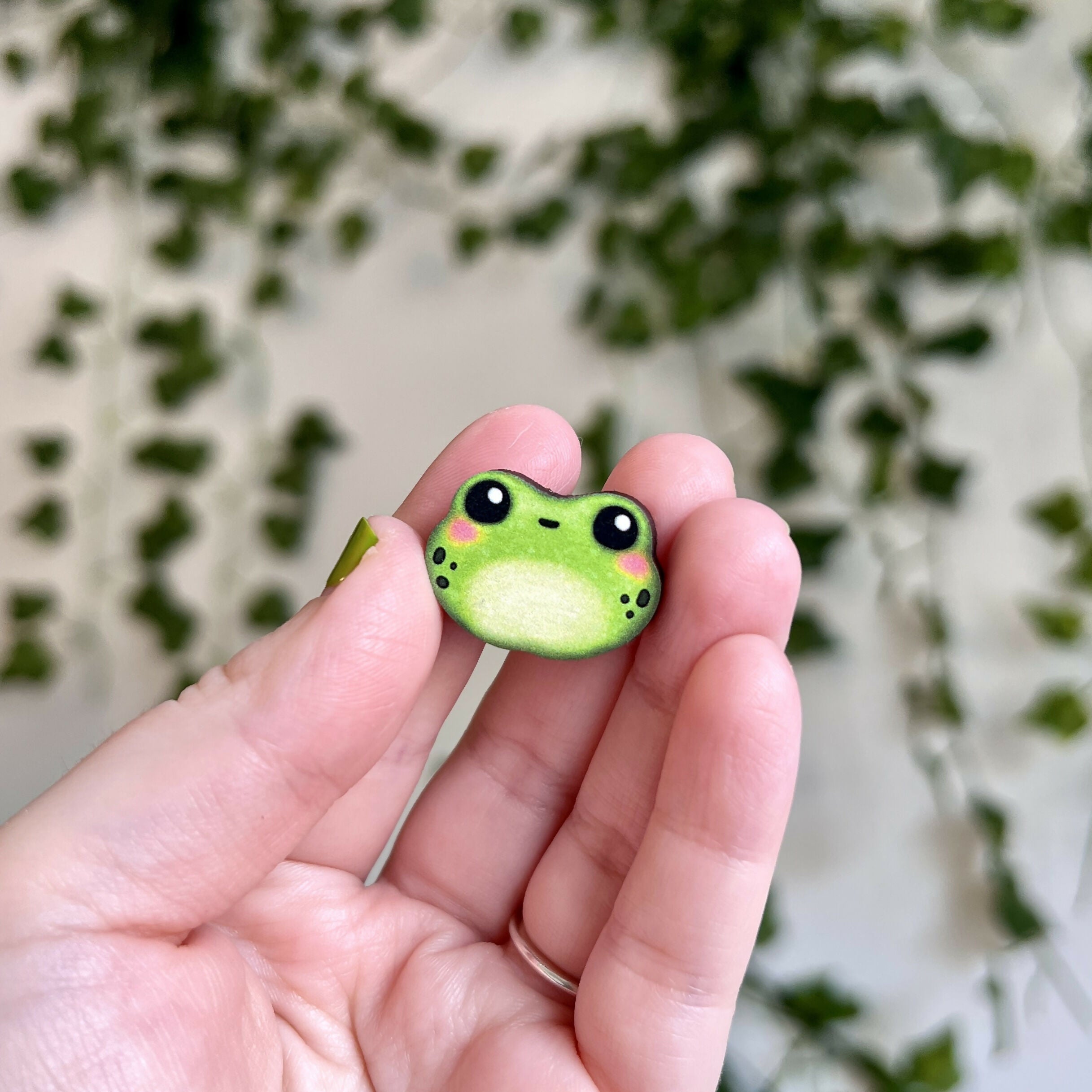 Algae the Frog Wooden Pin – Cute & Rustic Maple Pin | Art & Soul