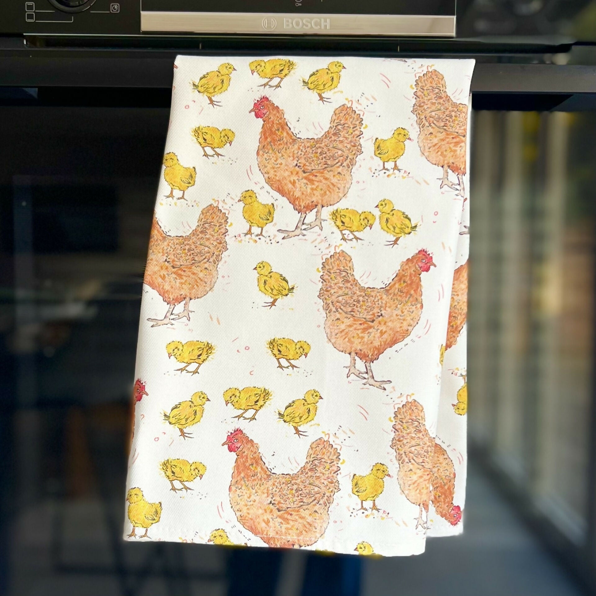 mother hen and chicks tea towel 15