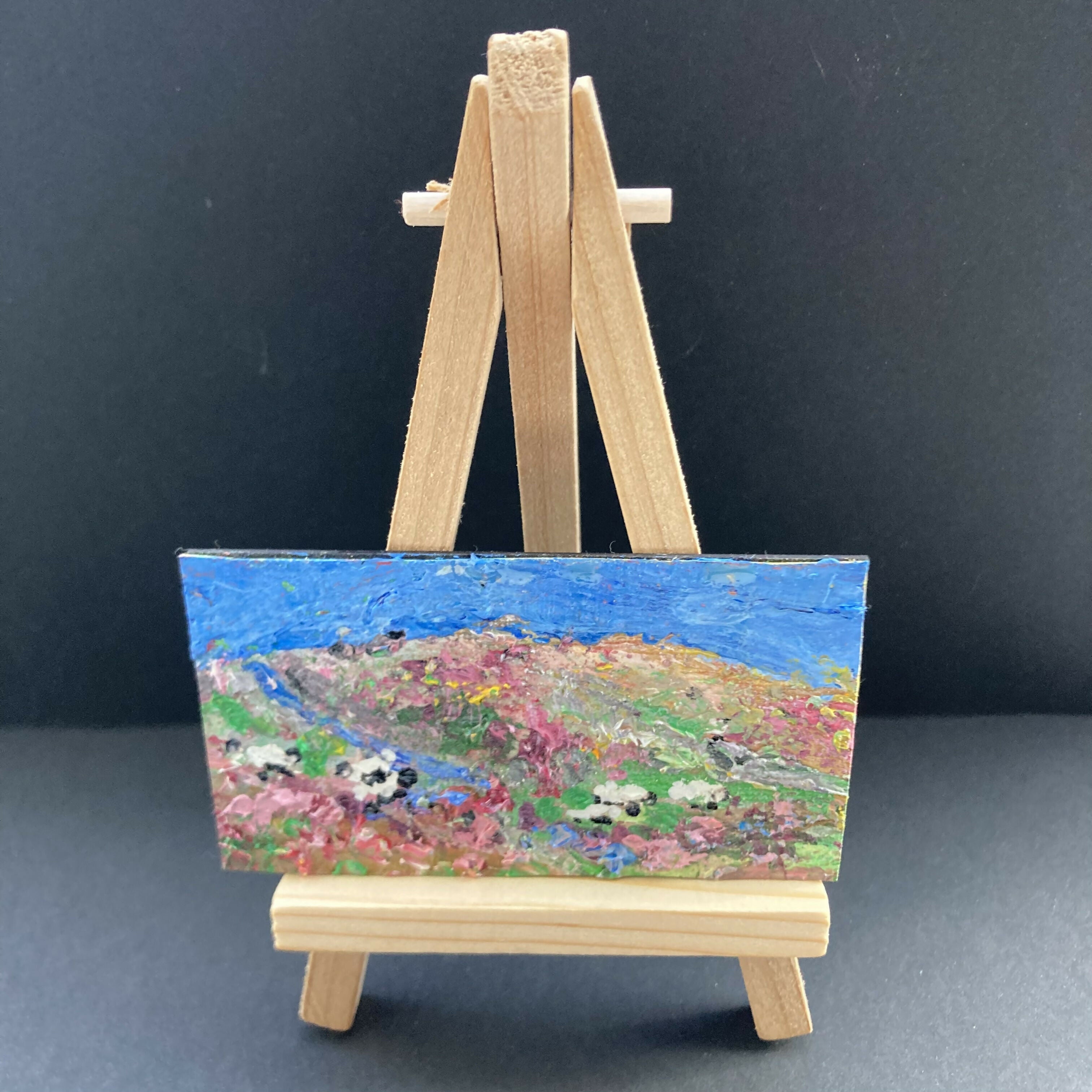 Sheep By Stream Oil Painting Mini Canvas Fridge Magnet