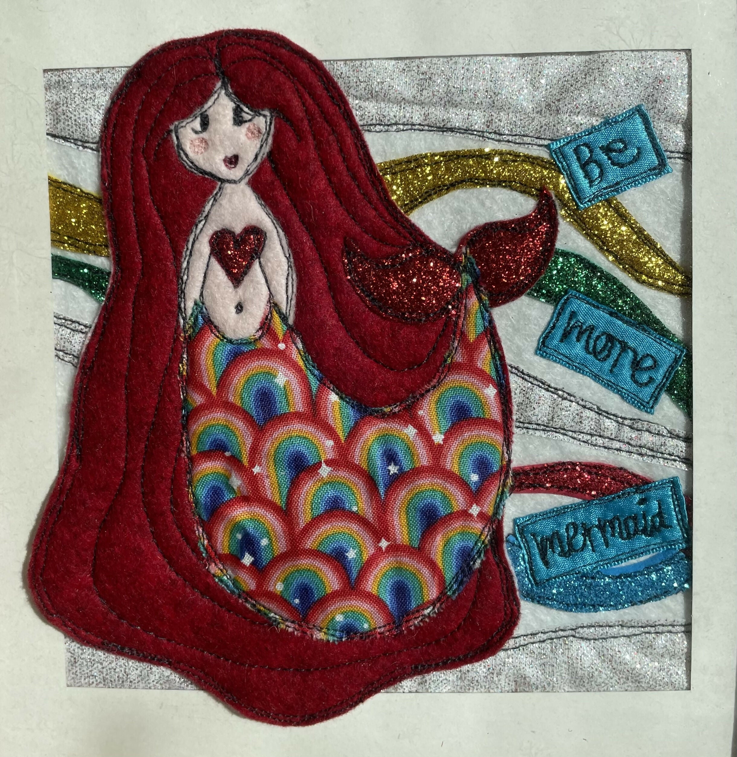 Mermaid Original Framed Textile Art
