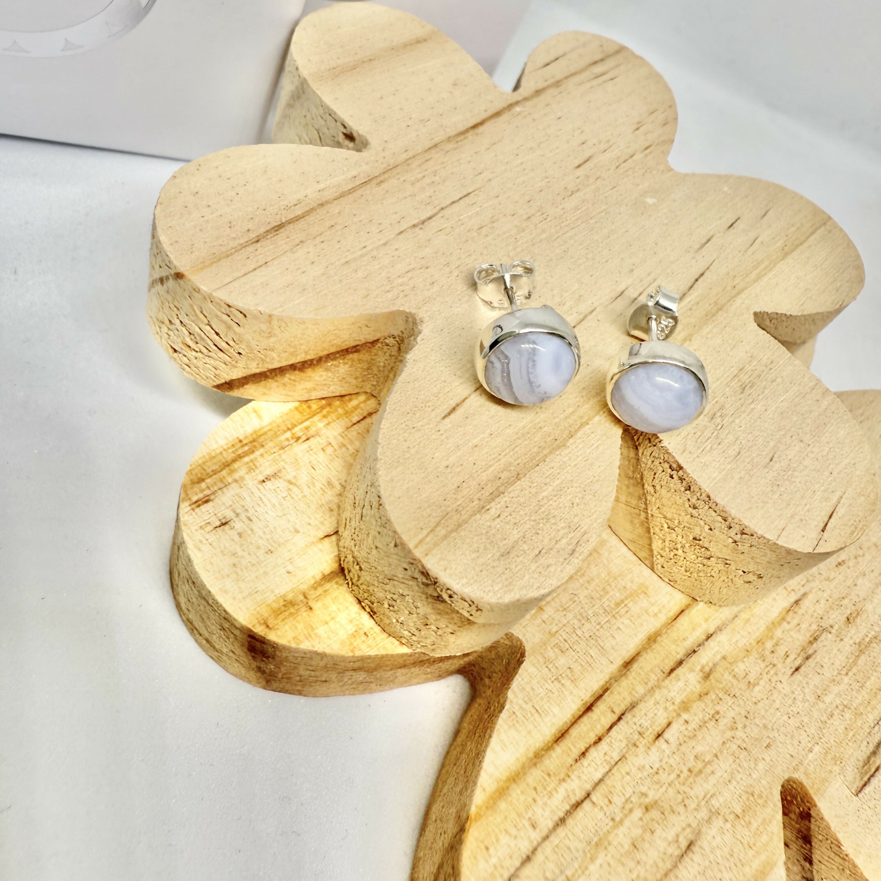 BLUE LACE AGATE STUD EARRINGS