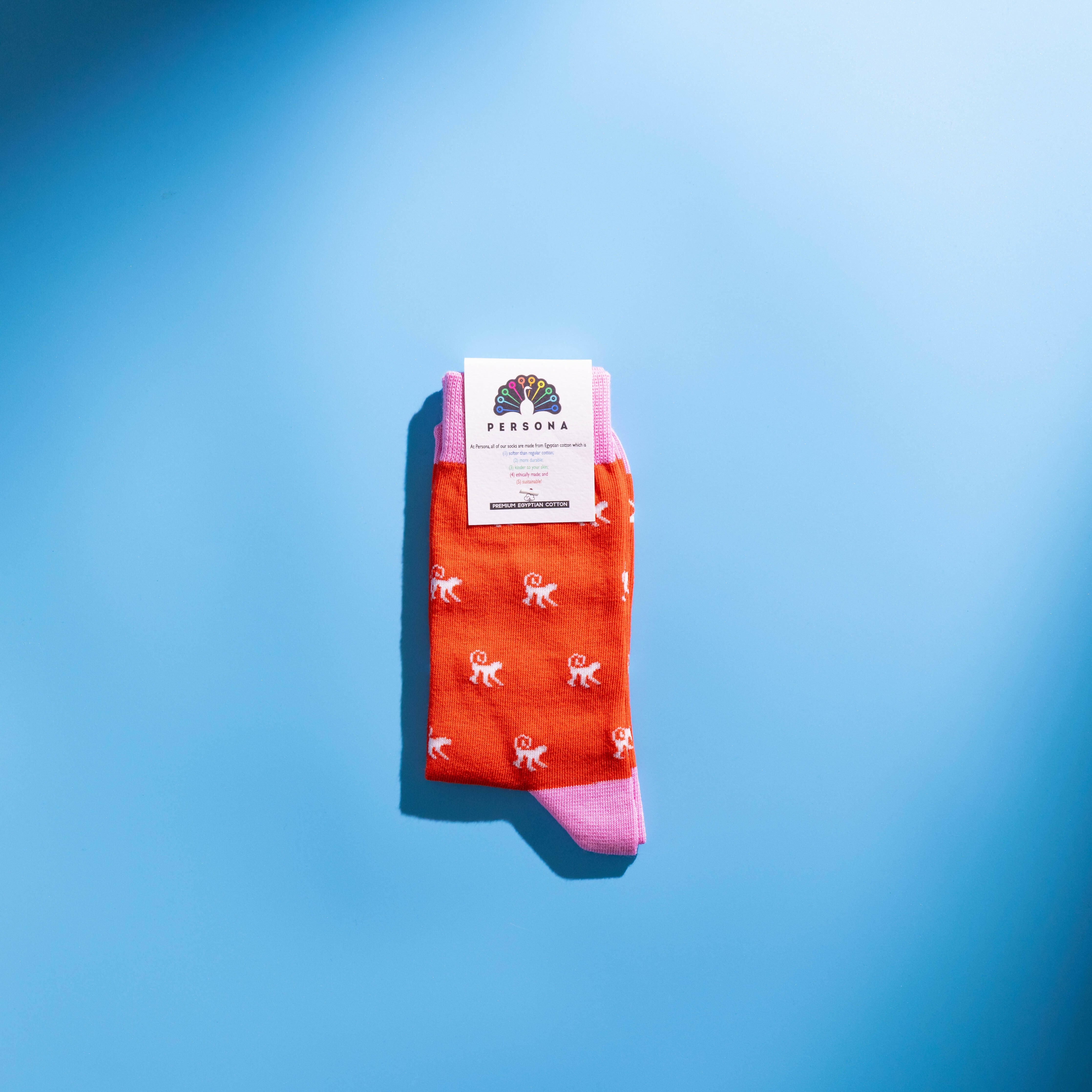 Persona White Monkey Pattern Egyptian Cotton Men's Socks | UK 6.5 - 11