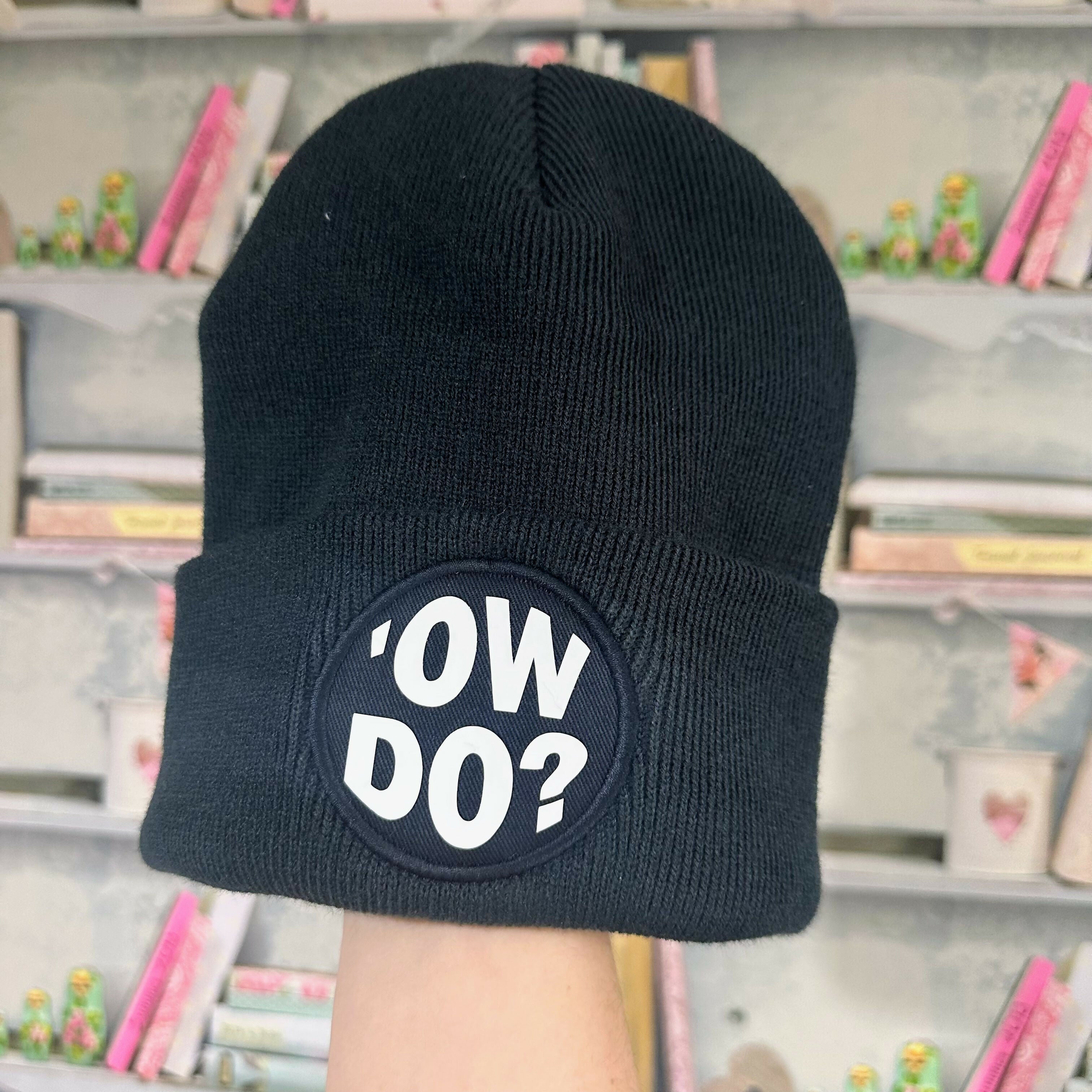 Ow Do Round Patch Beanie Hat