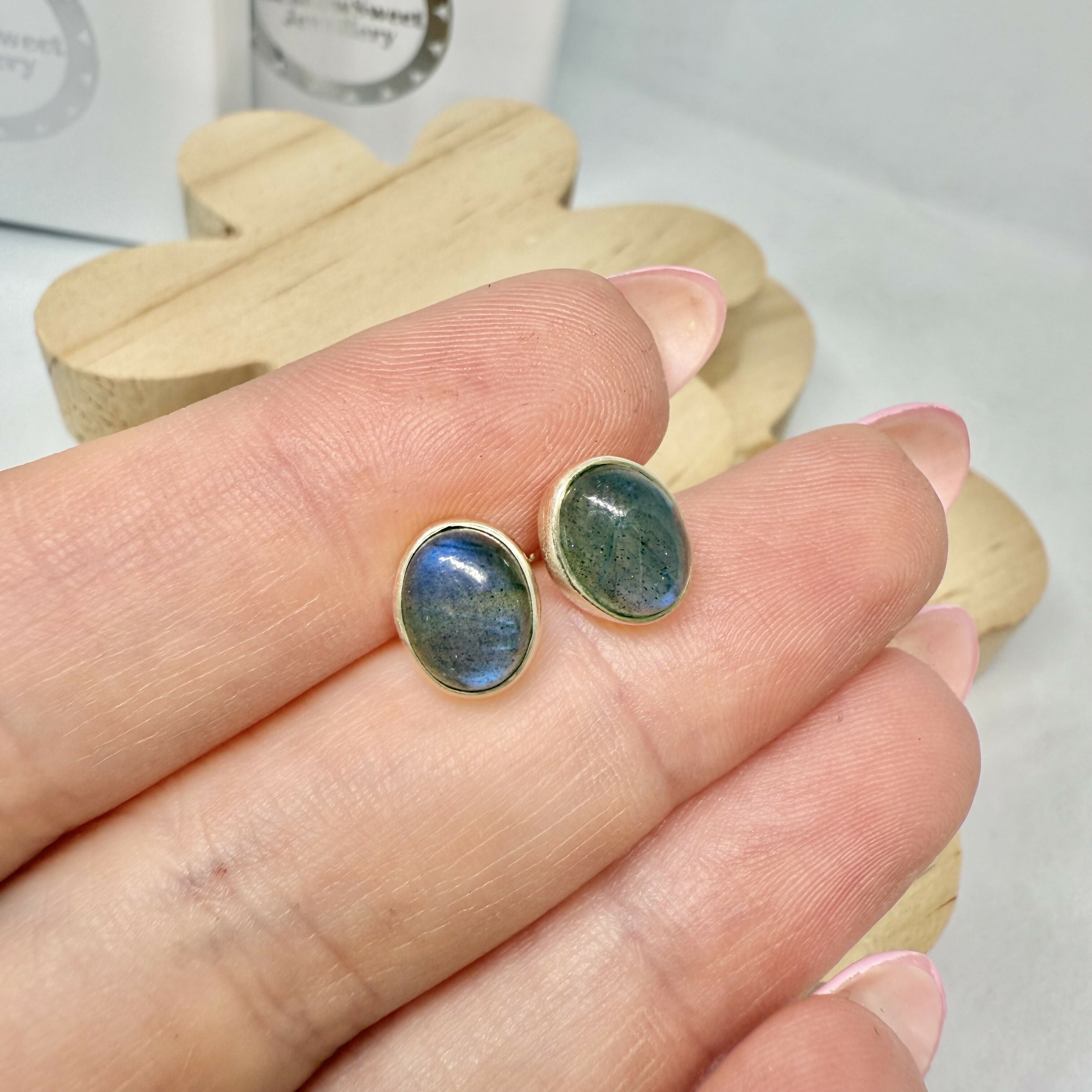 LABRADORITE STUD EARRINGS