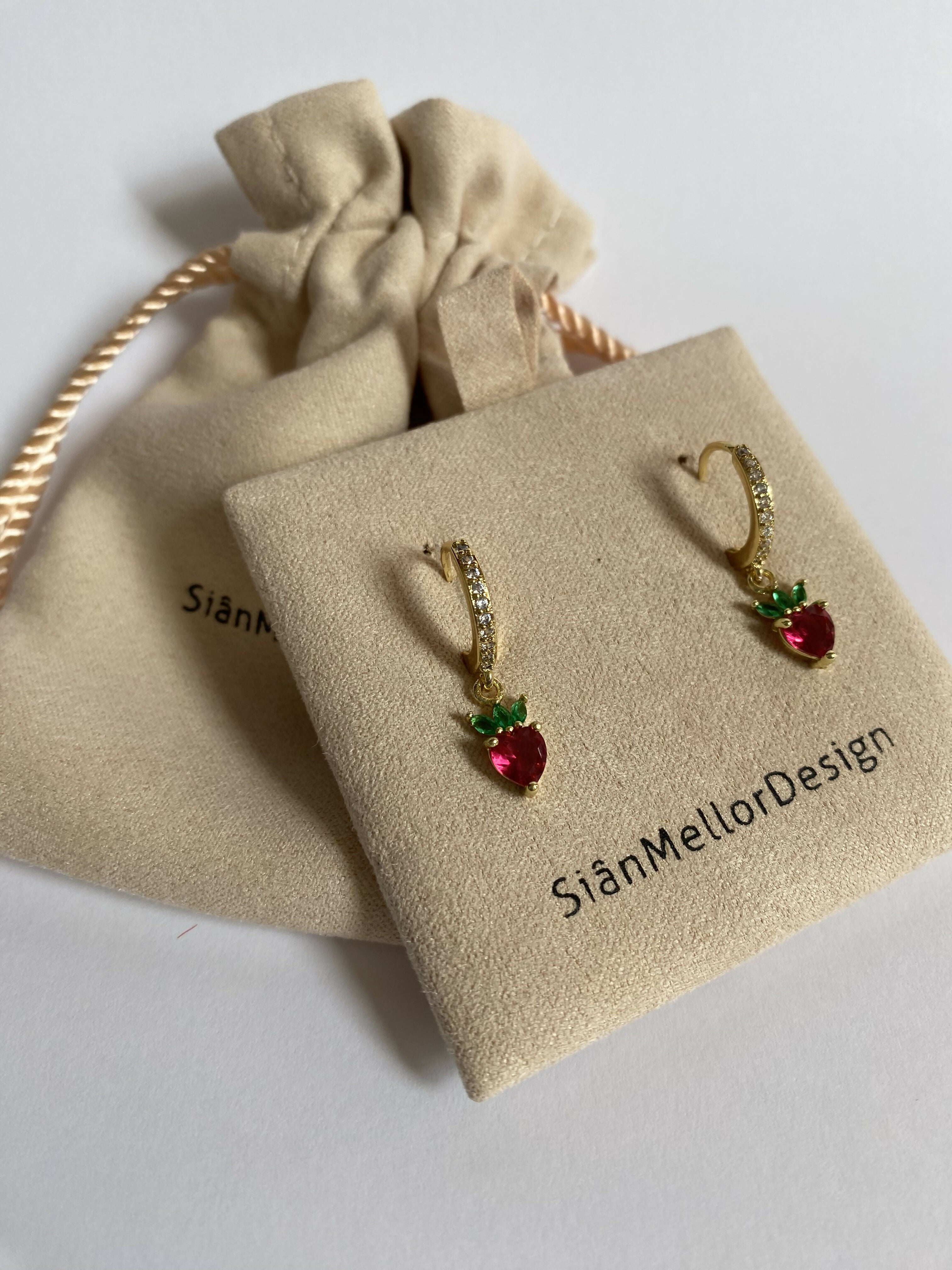 Strawberry Huggie Hoops