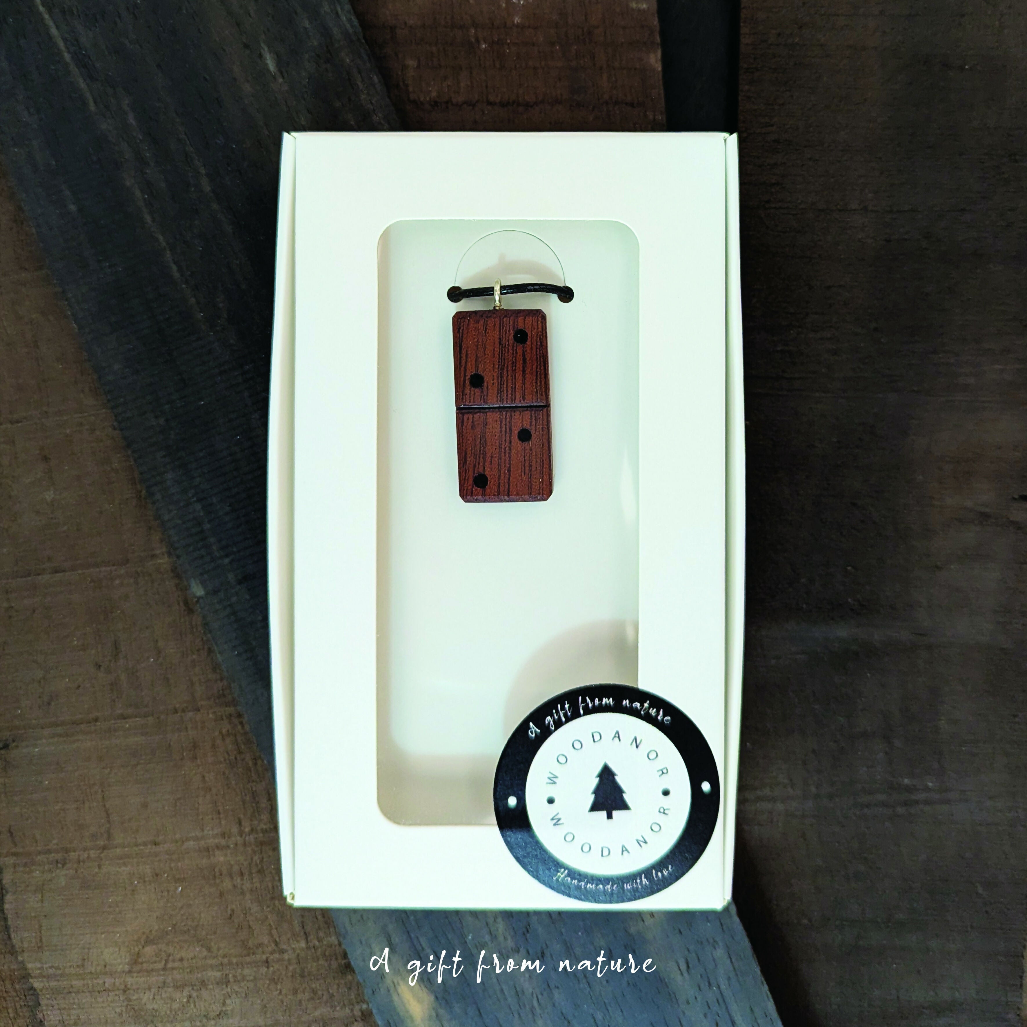 Handcrafted Domino-Inspired Wooden Pendant