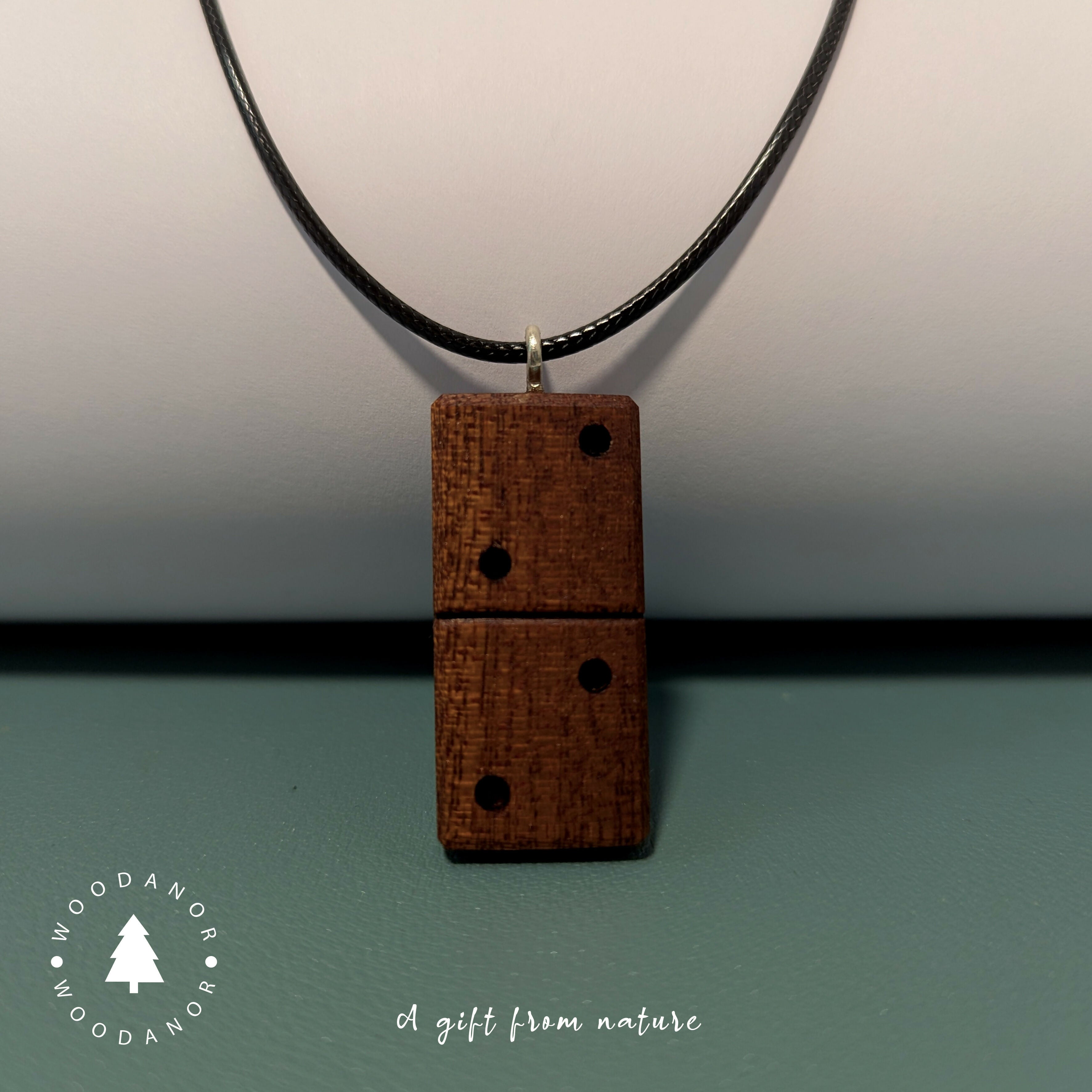 Handcrafted Domino-Inspired Wooden Pendant