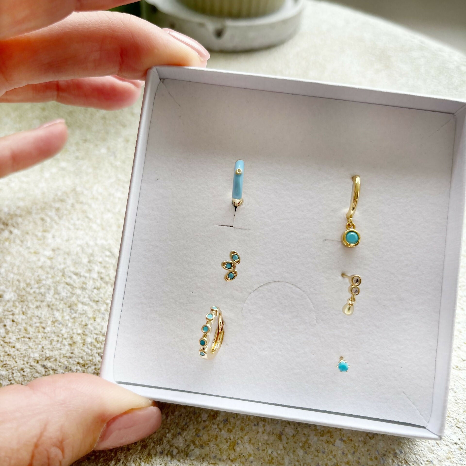 turqourise earring stack