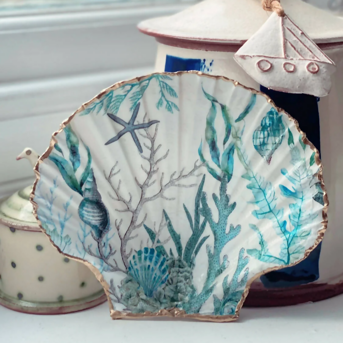 Handcrafted Sealife Scallop Shell | Unique Home Decor | Art & Soul