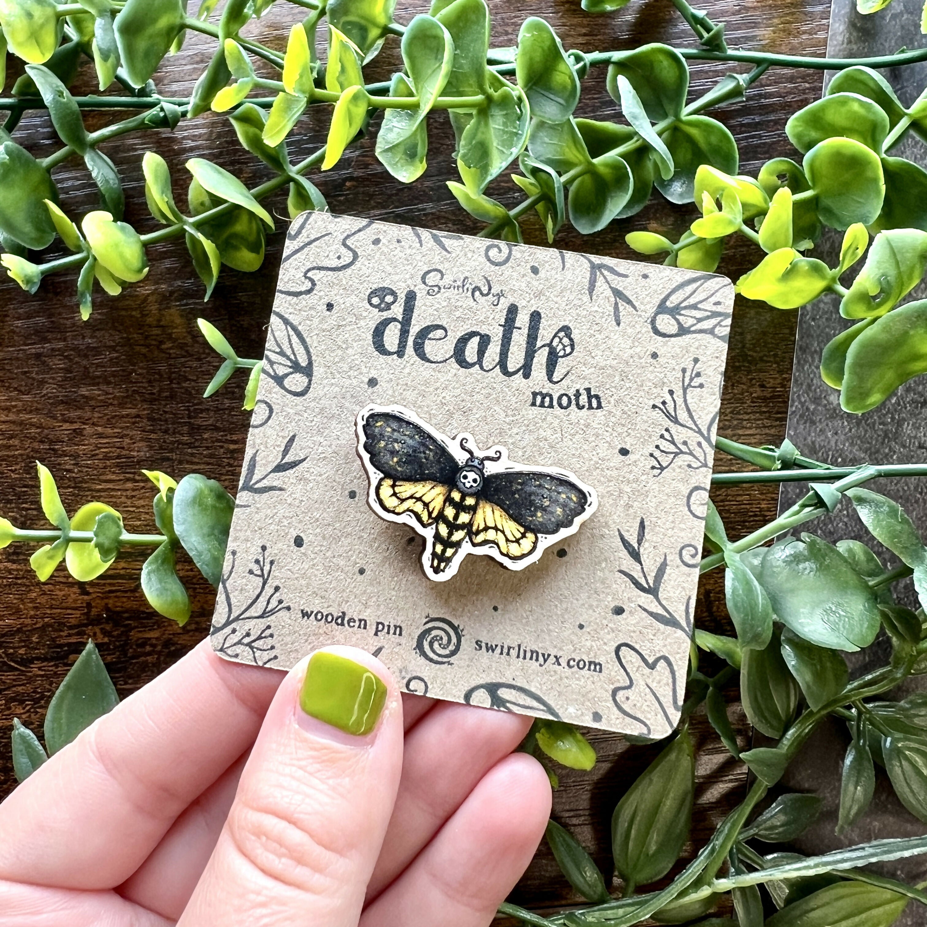 Death Moth Wooden Pin