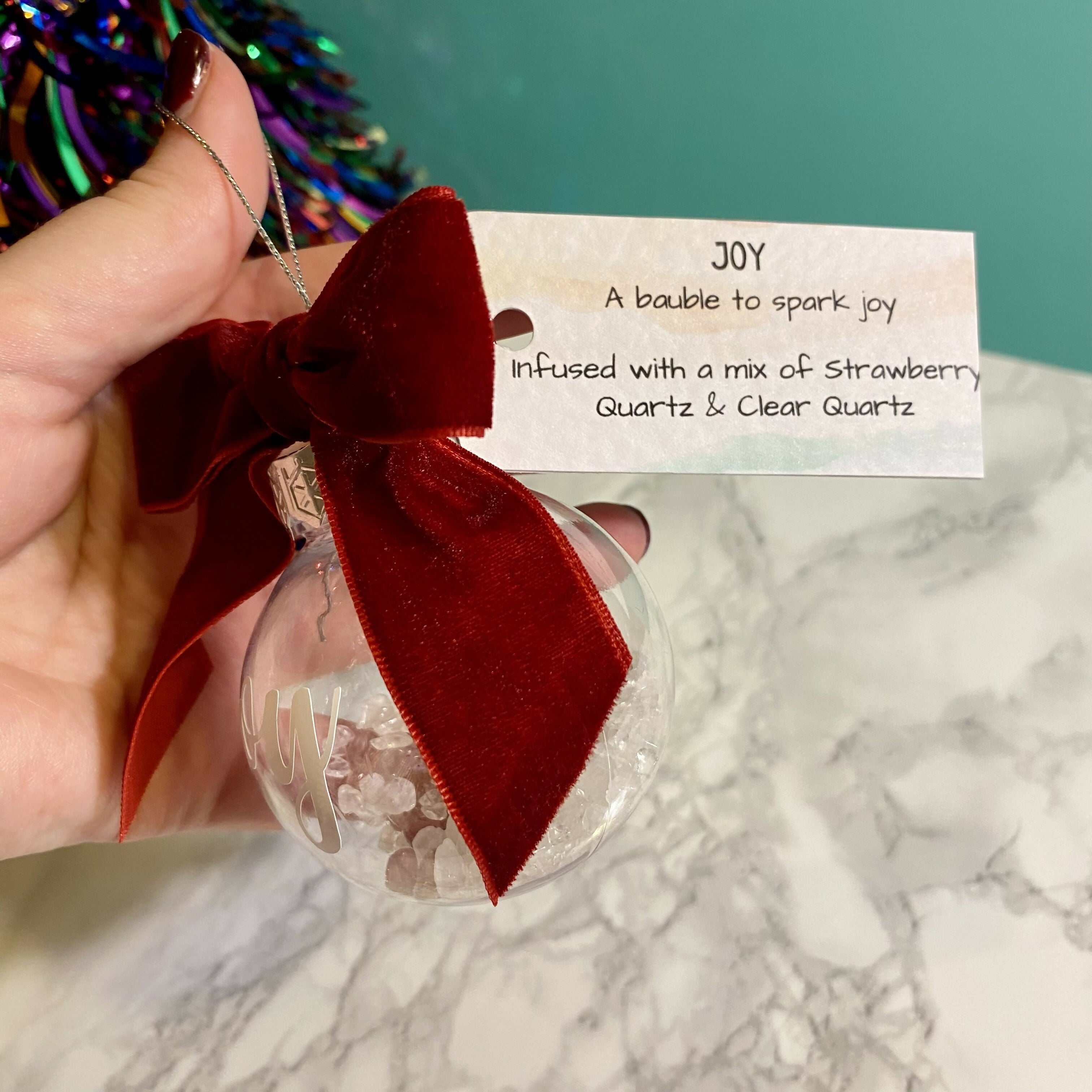 Crystal Infused Christmas Bauble - Joy