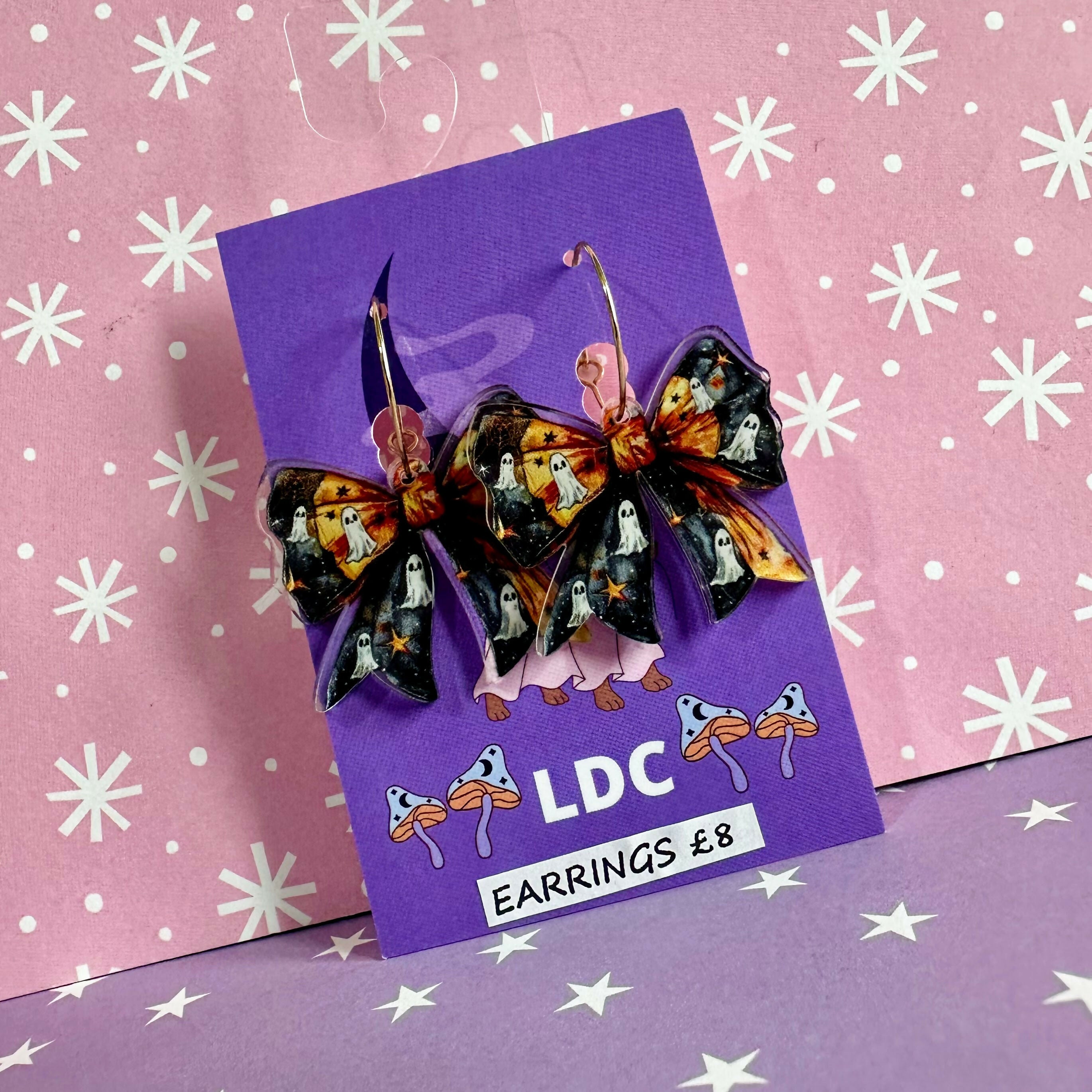 Acrylic Bow Hoop Earrings Ghost