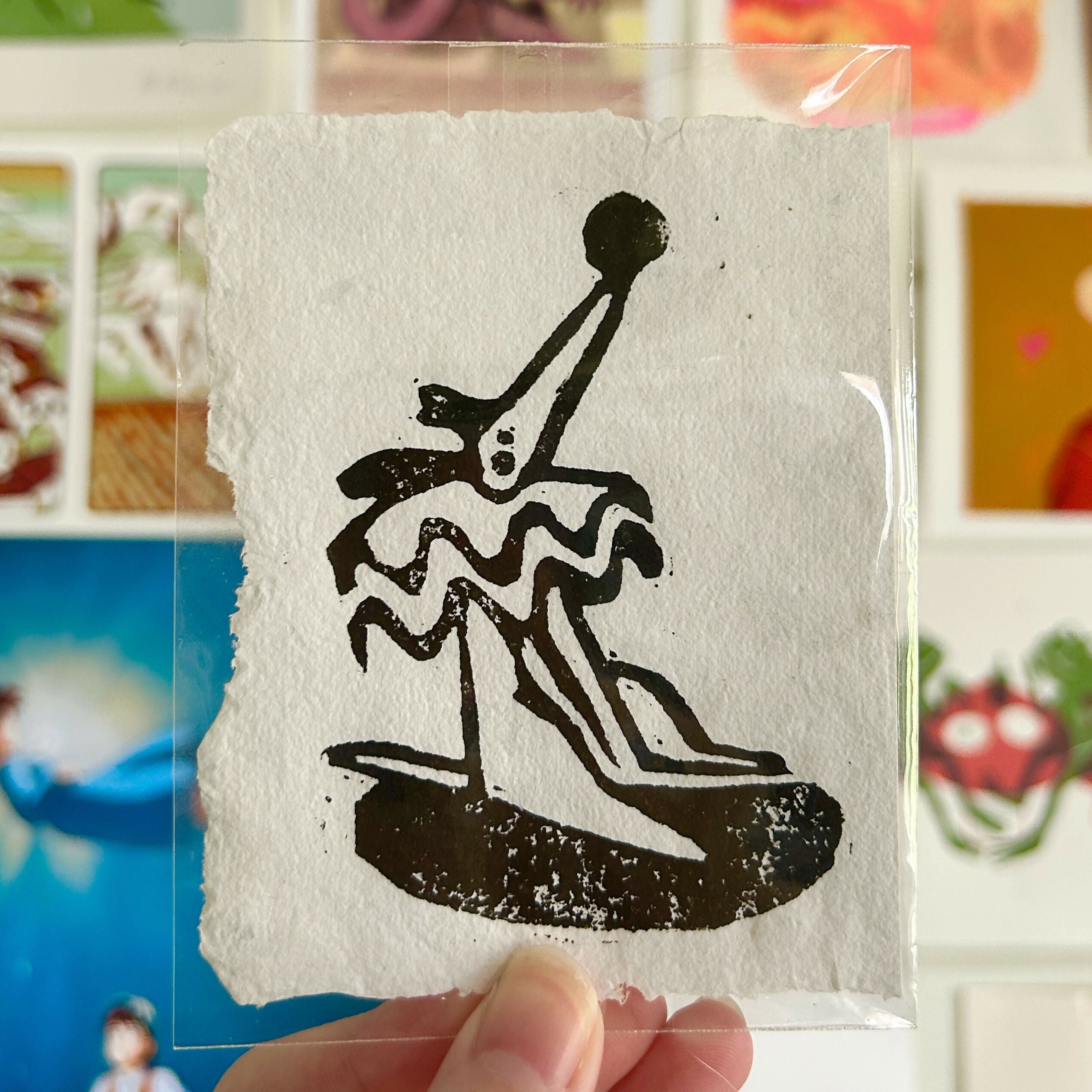 A7 Lino Print 'Circus Dog'