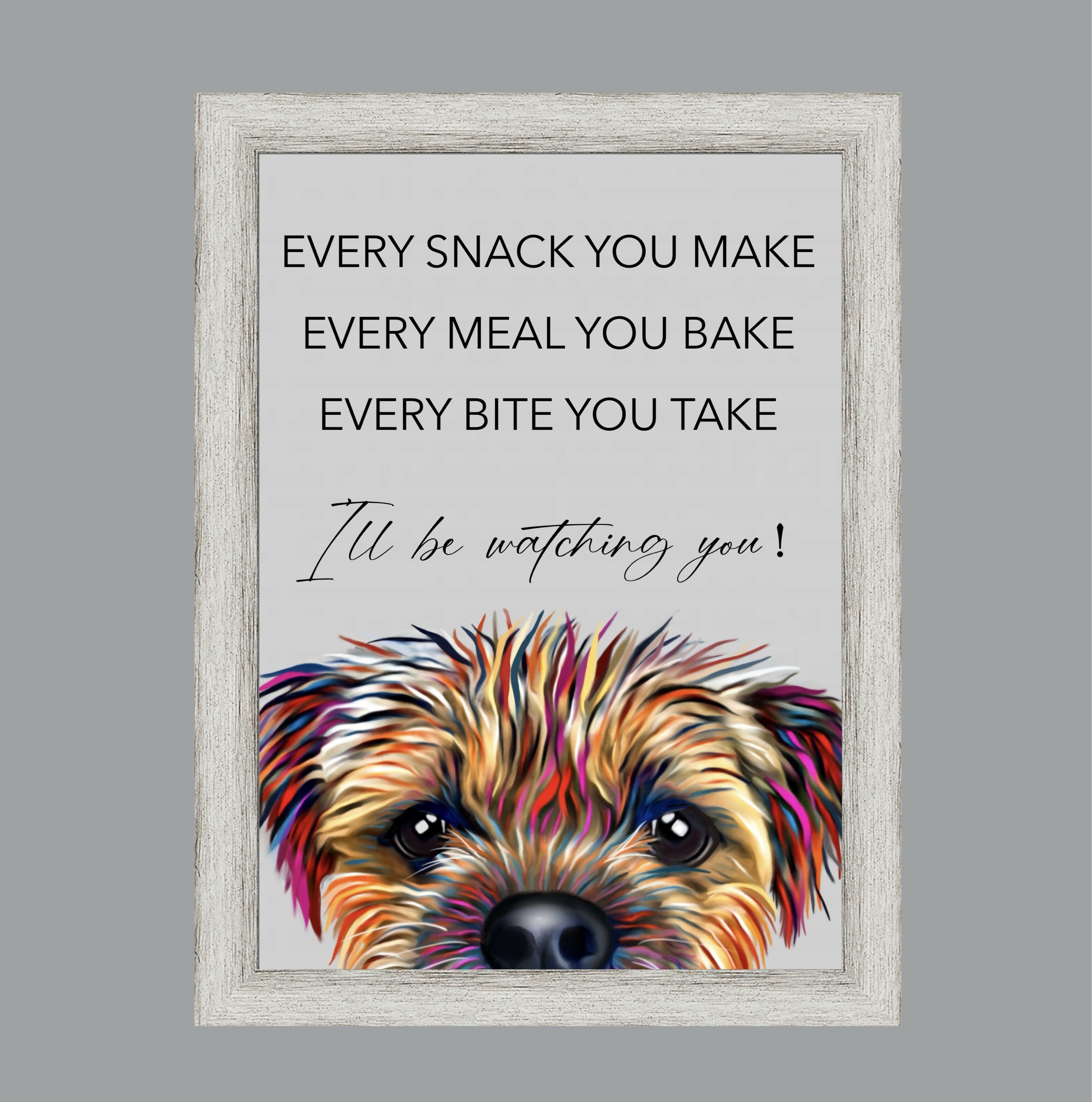 BORDER TERRIER DOG “Watching You” FRAMED ARTWORK.