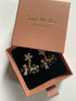 Pink and Green Double Flower Stud Earrings