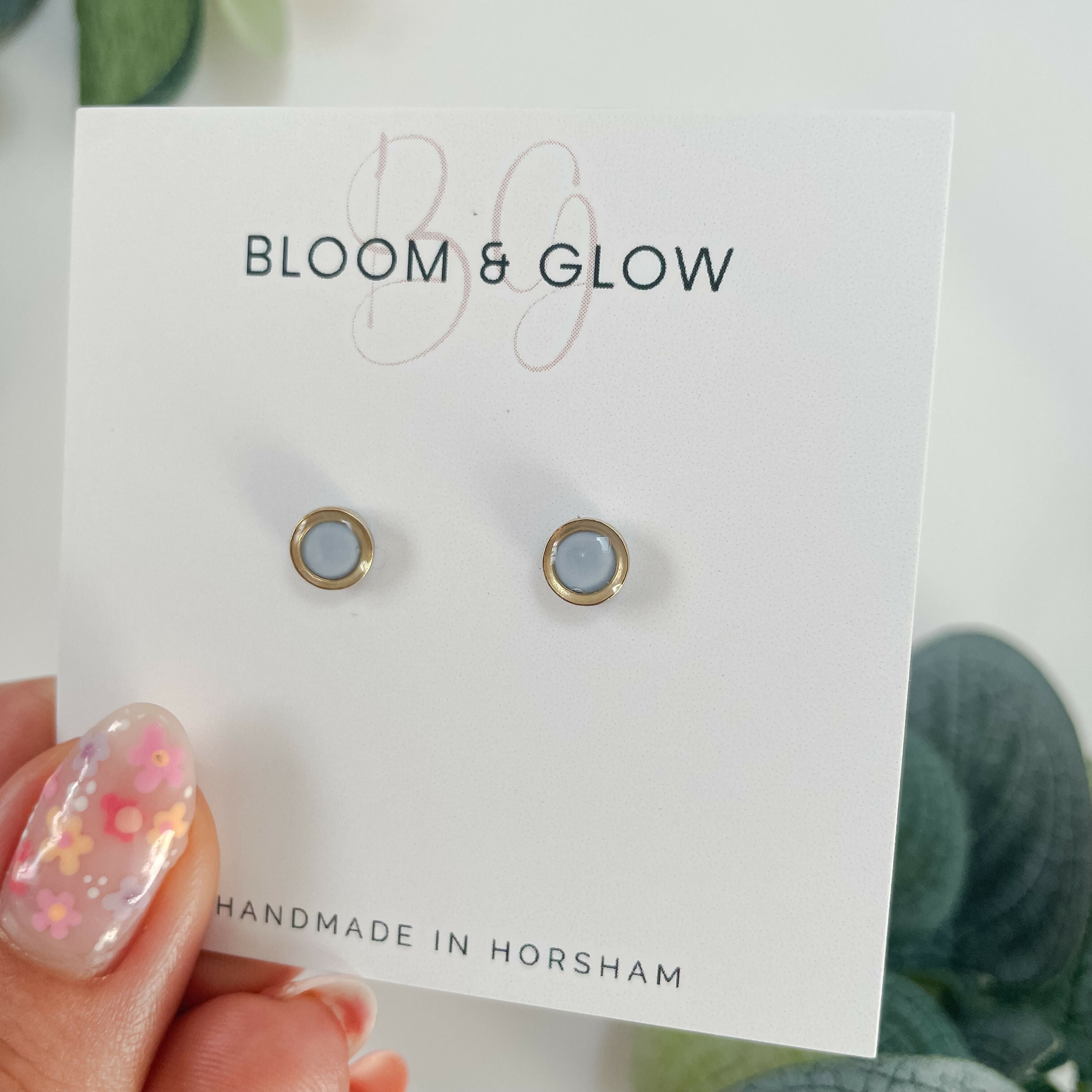 Pastel Circle Stud Earrings with Gold Edging | Art & Soul