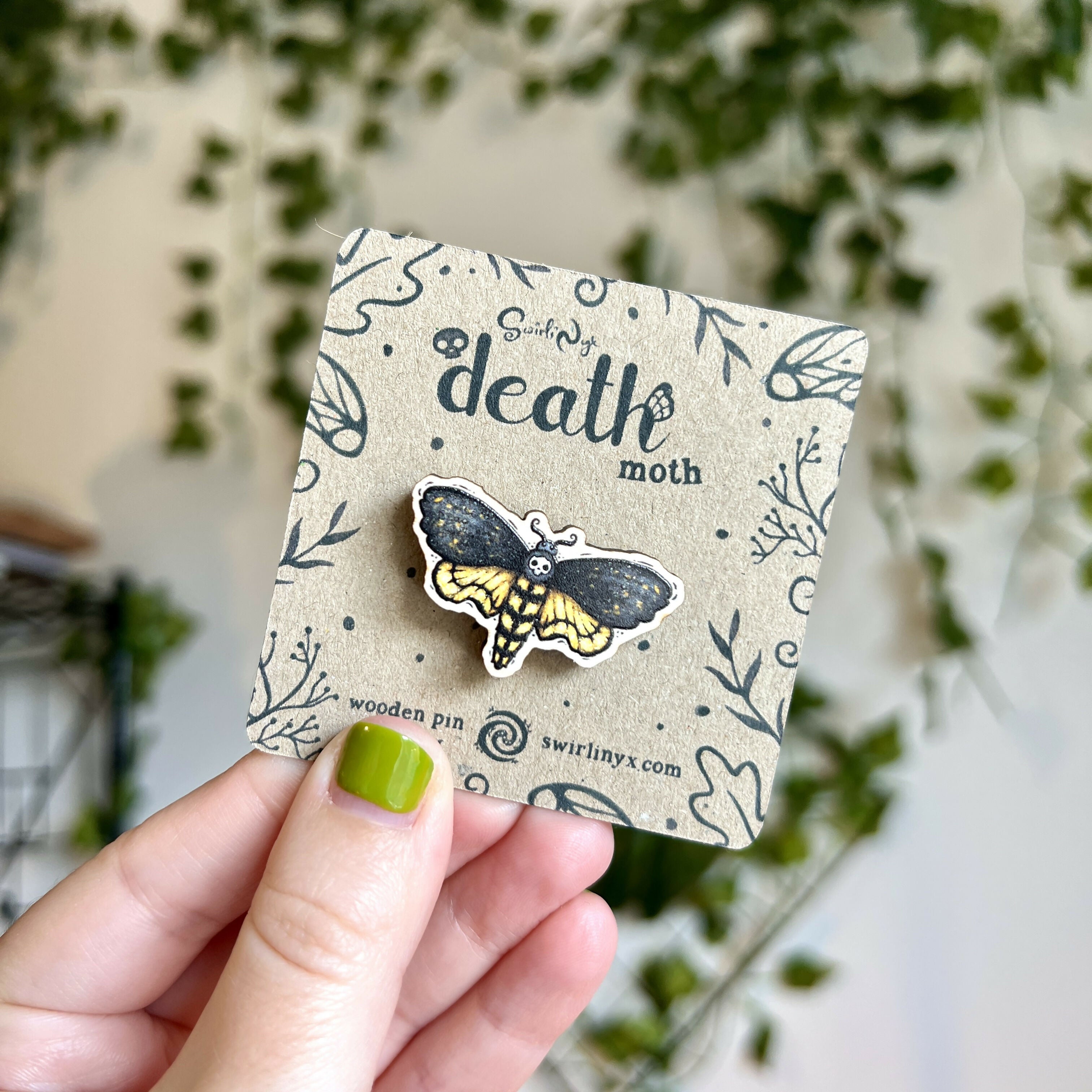 Death Moth Wooden Pin | Cute Rustic | Art & Soul