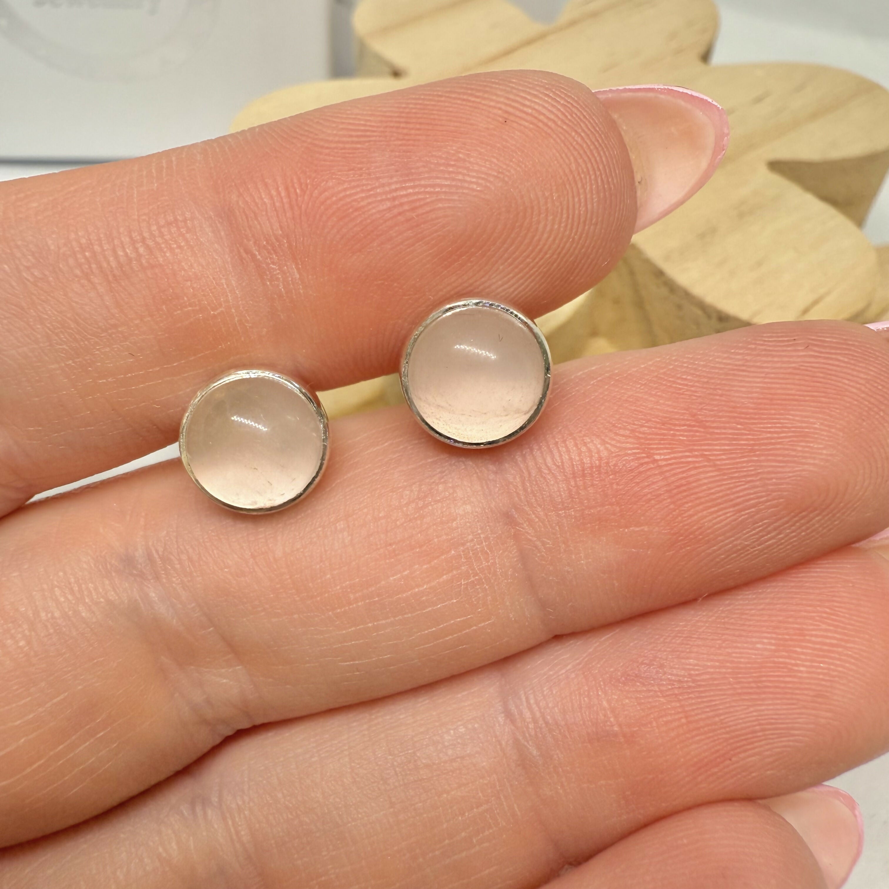 ROSE QUARTZ STUD EARRINGS