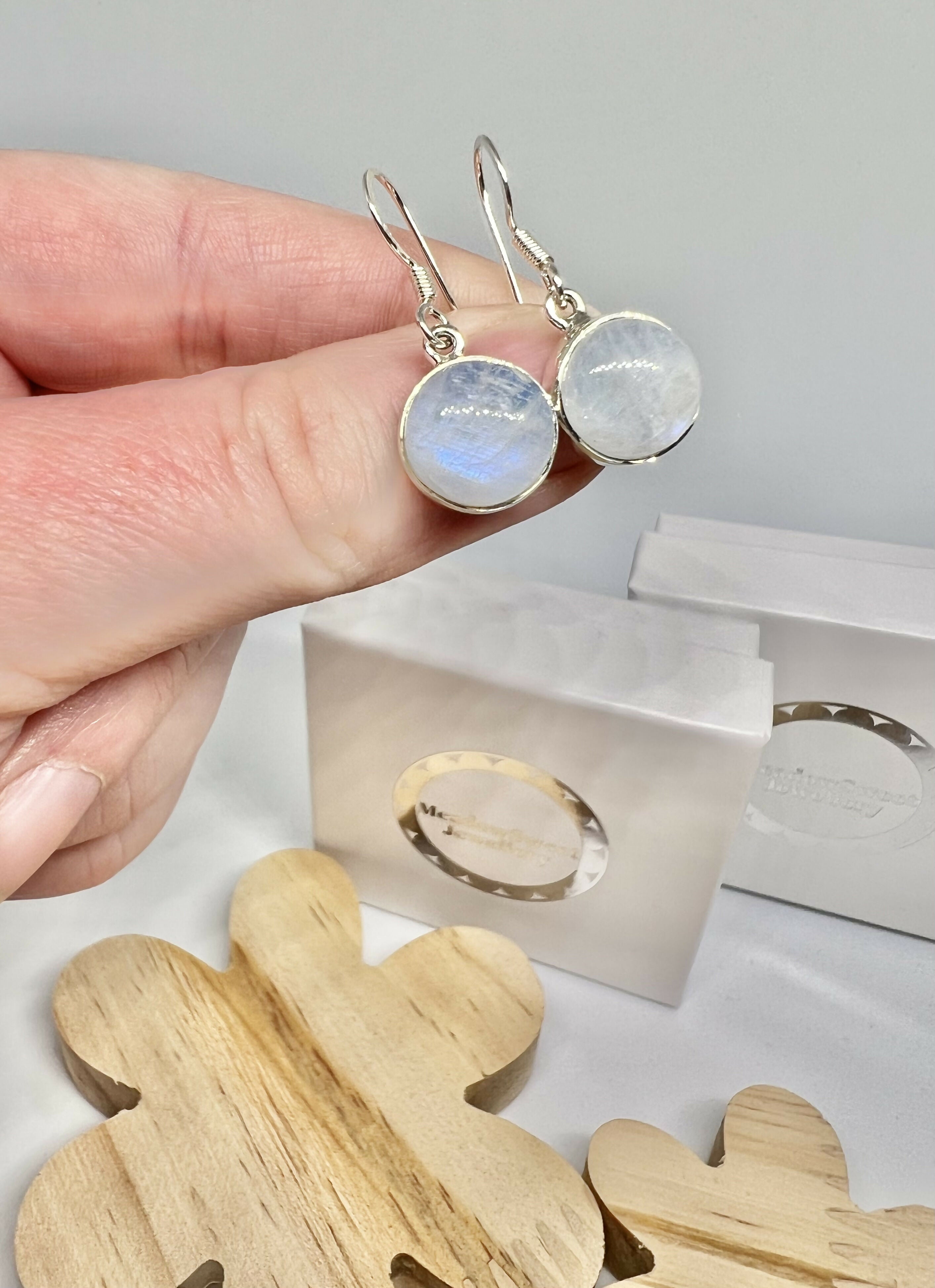 Blue moonstone drop earrings