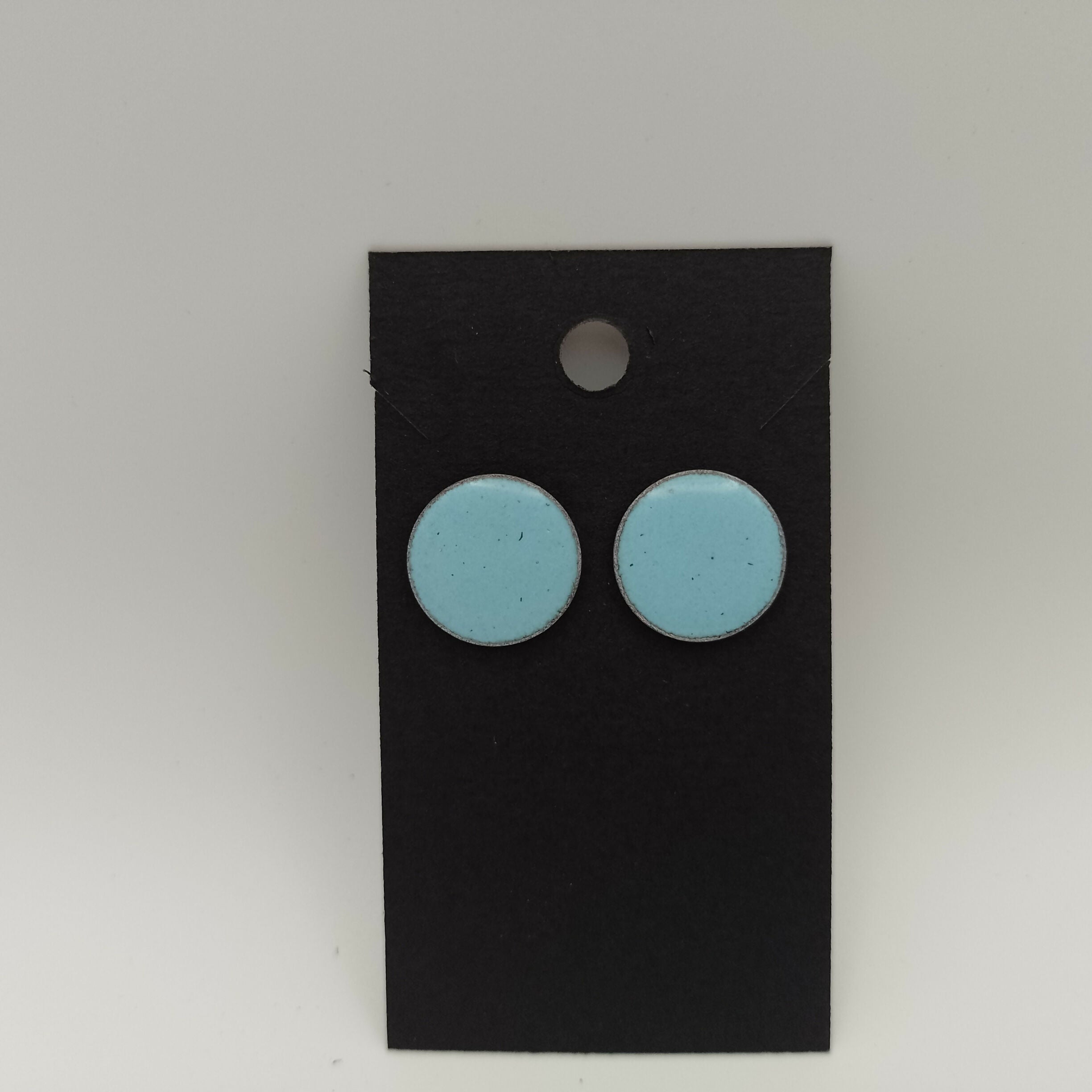 Light Blue Circle Enamel Stud Earrings