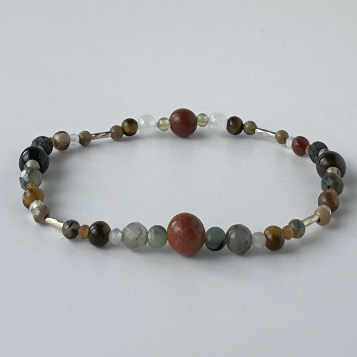 HEALING CRYSTAL & STERLING SILVER STRETCH BRACELET WITH AROMATHERAPY BEAD TO HELP WITH STRESS