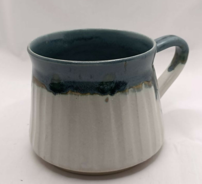 Grey-green & White Handmade Stoneware Mug