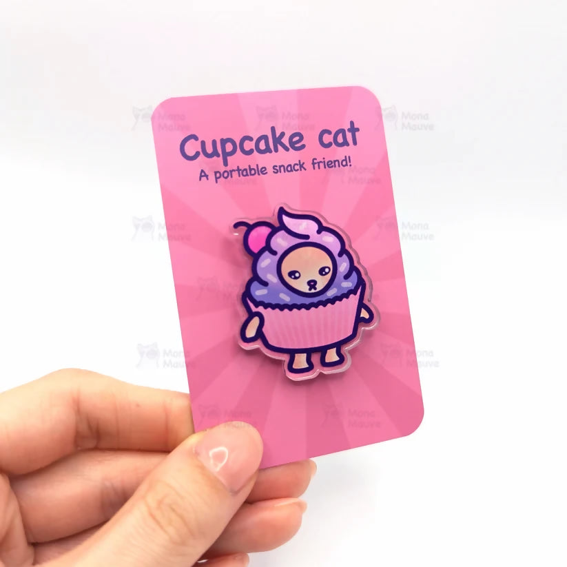 Acrylic Pin Badge - Cupcake Cat
