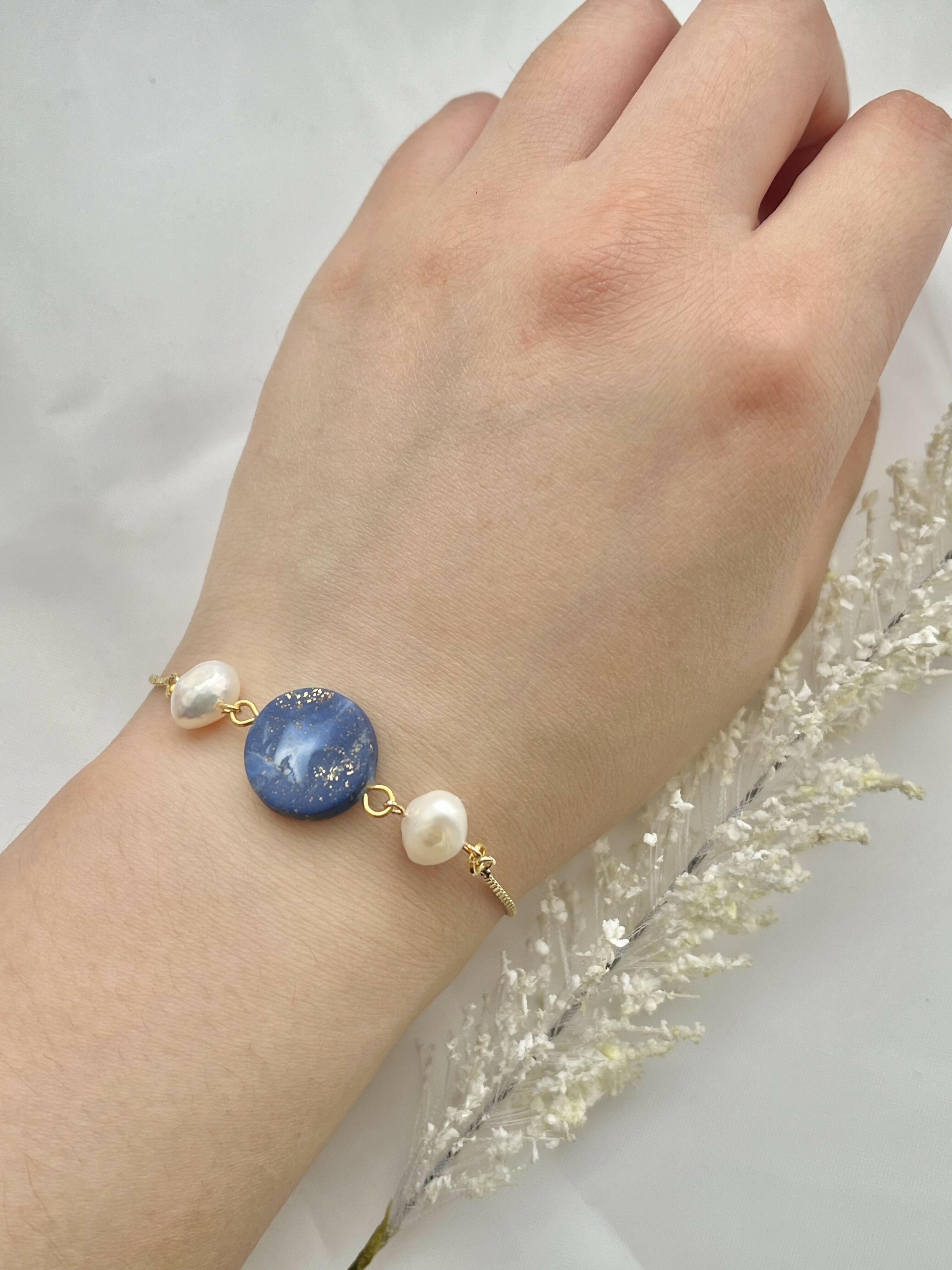 Clay and Pearl Bracelets - Handmade Polymer Clay Bracelets