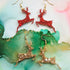 Handmade Glitter Reindeers Christmas Earrings