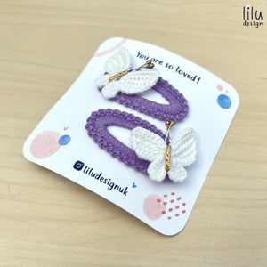 Crochet Hair Clip Set - 2 Butterflies