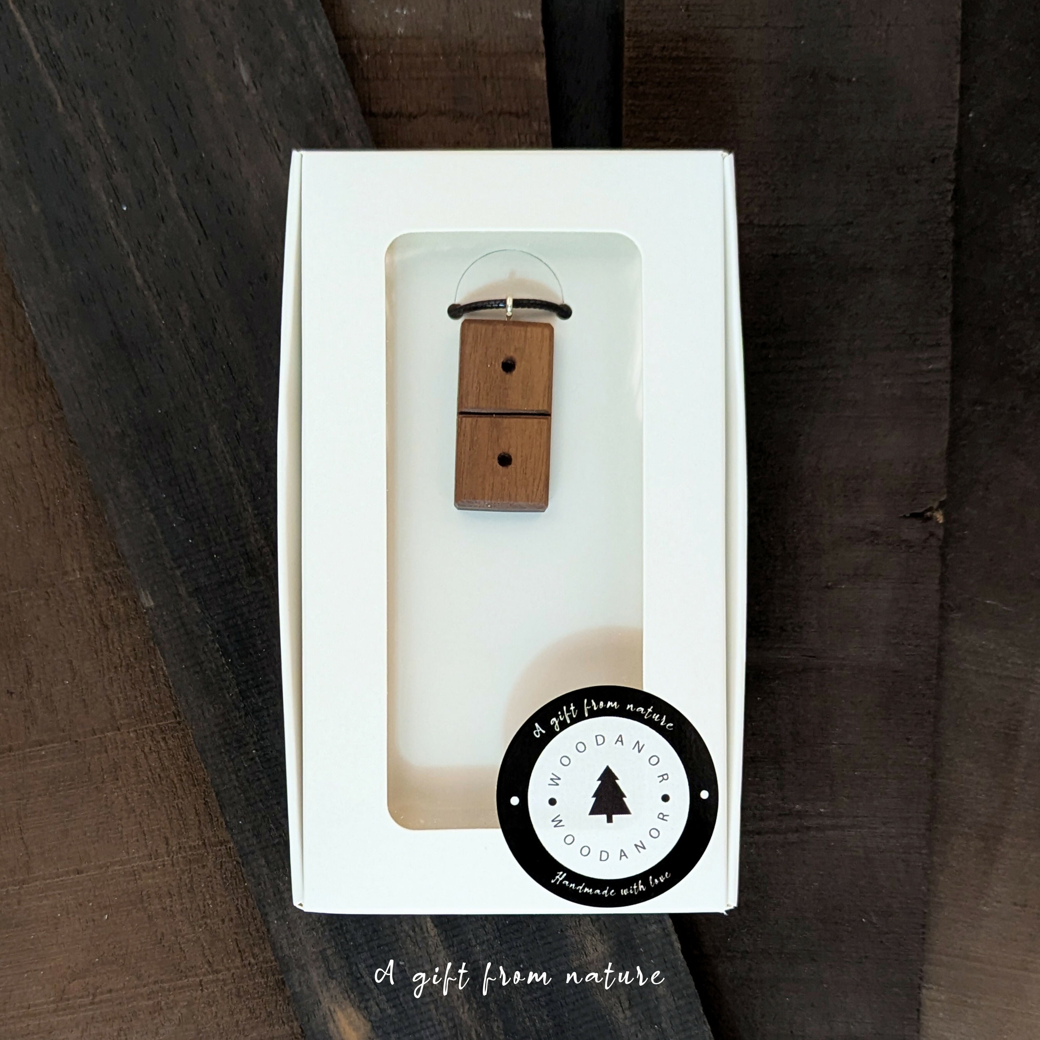 Handcrafted Domino-Inspired Wooden Pendant