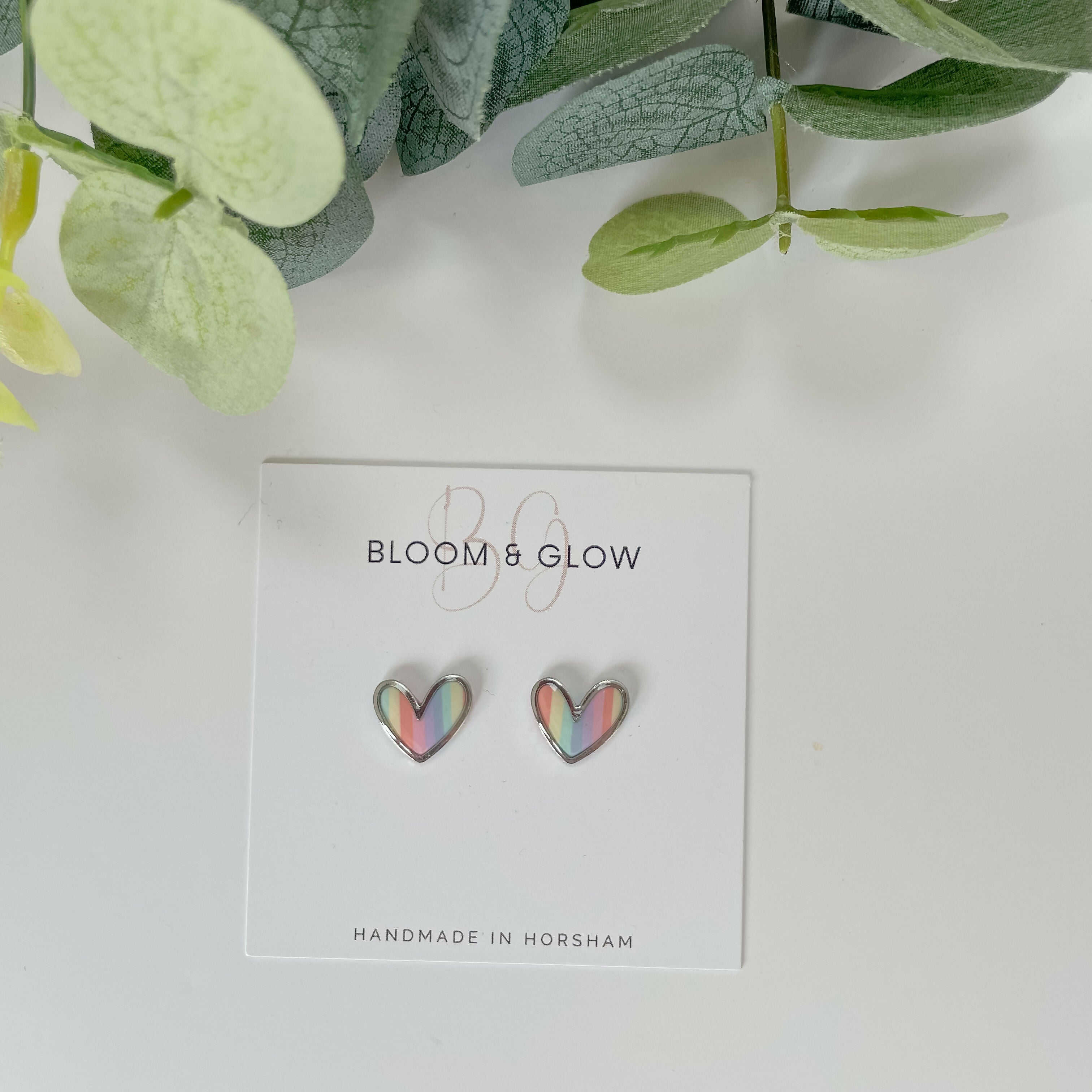 Pastel Rainbow Heart Studs - Handmade & Hypoallergenic | Art & Soul