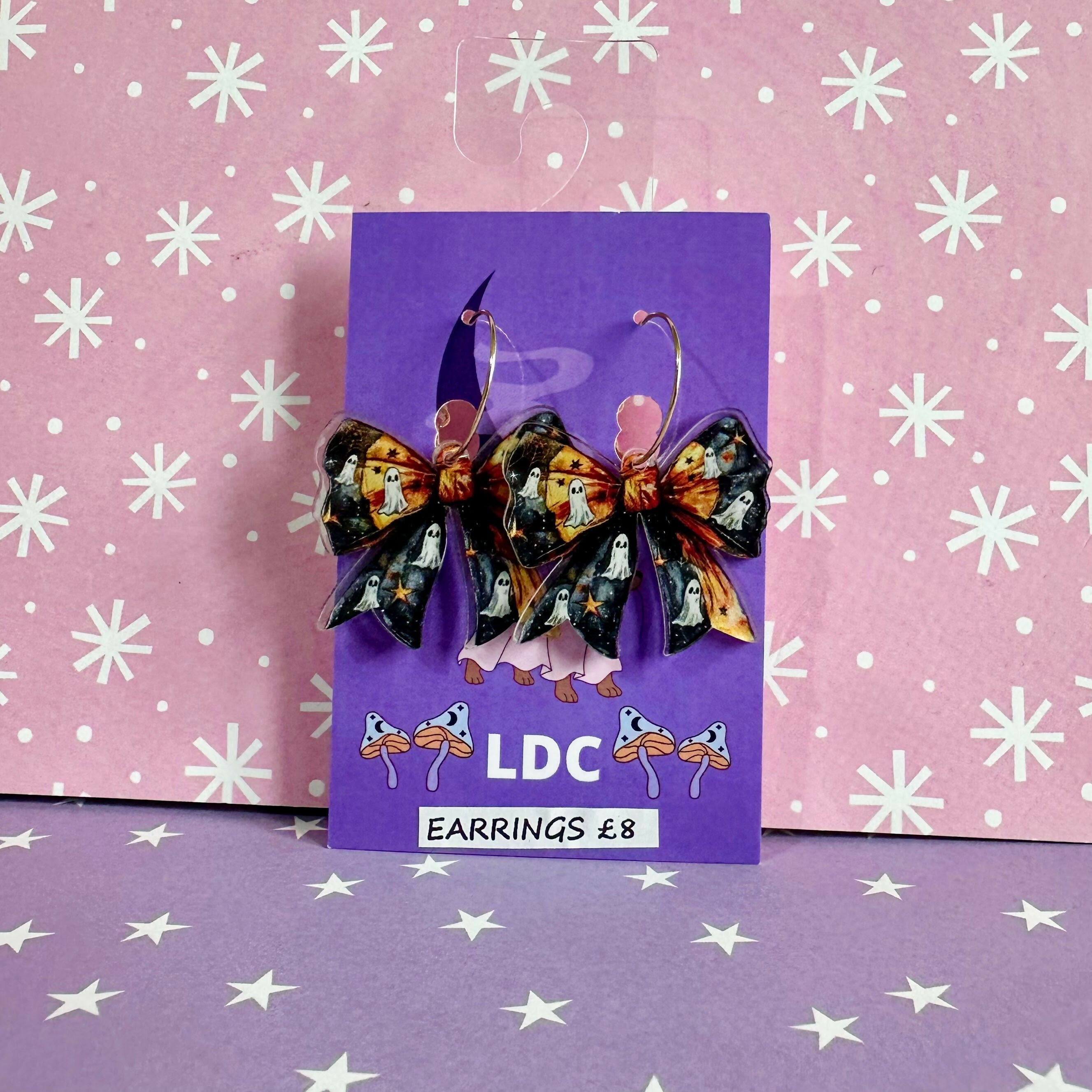 Acrylic Bow Hoop Earrings Ghost