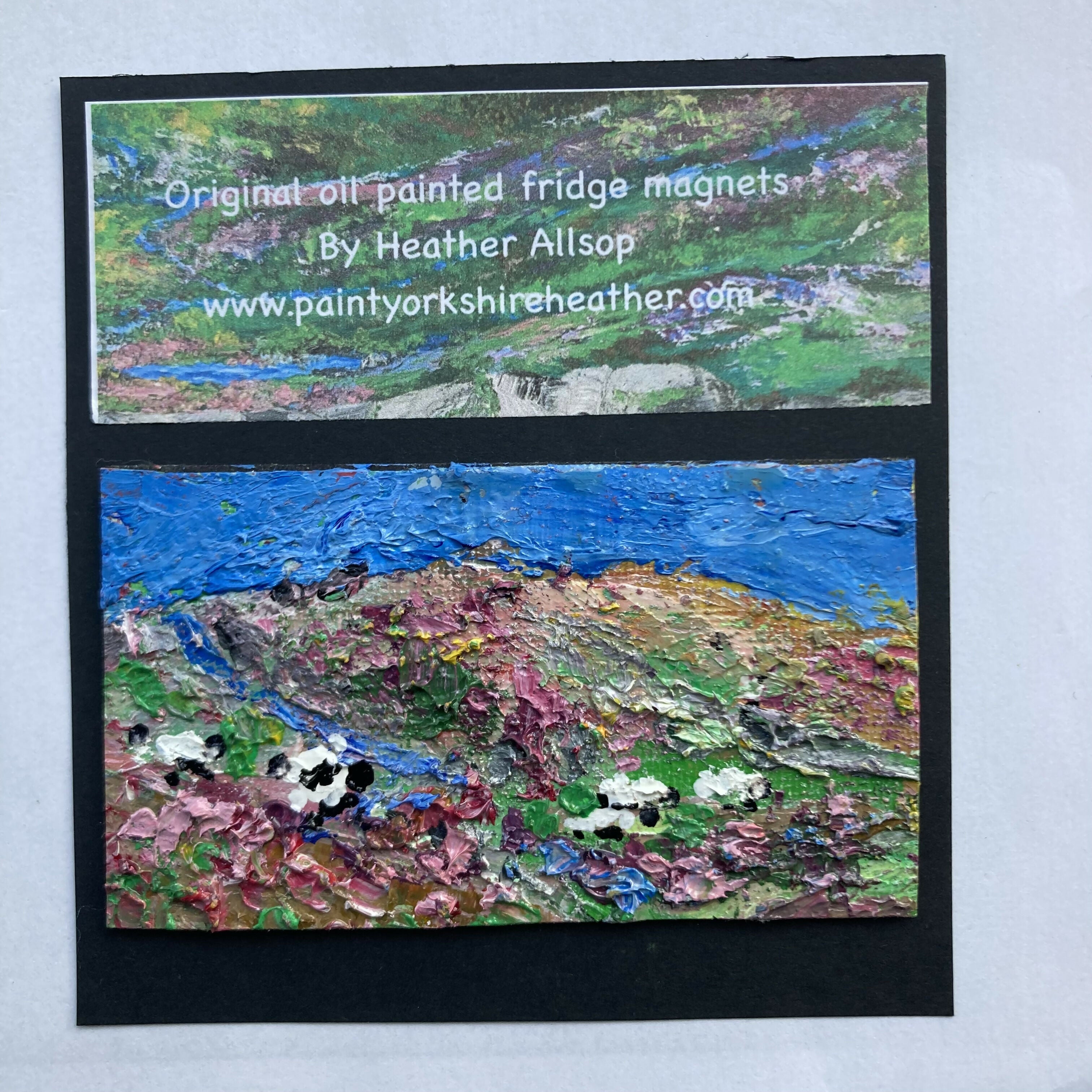 Sheep By Stream Oil Painting Mini Canvas Fridge Magnet