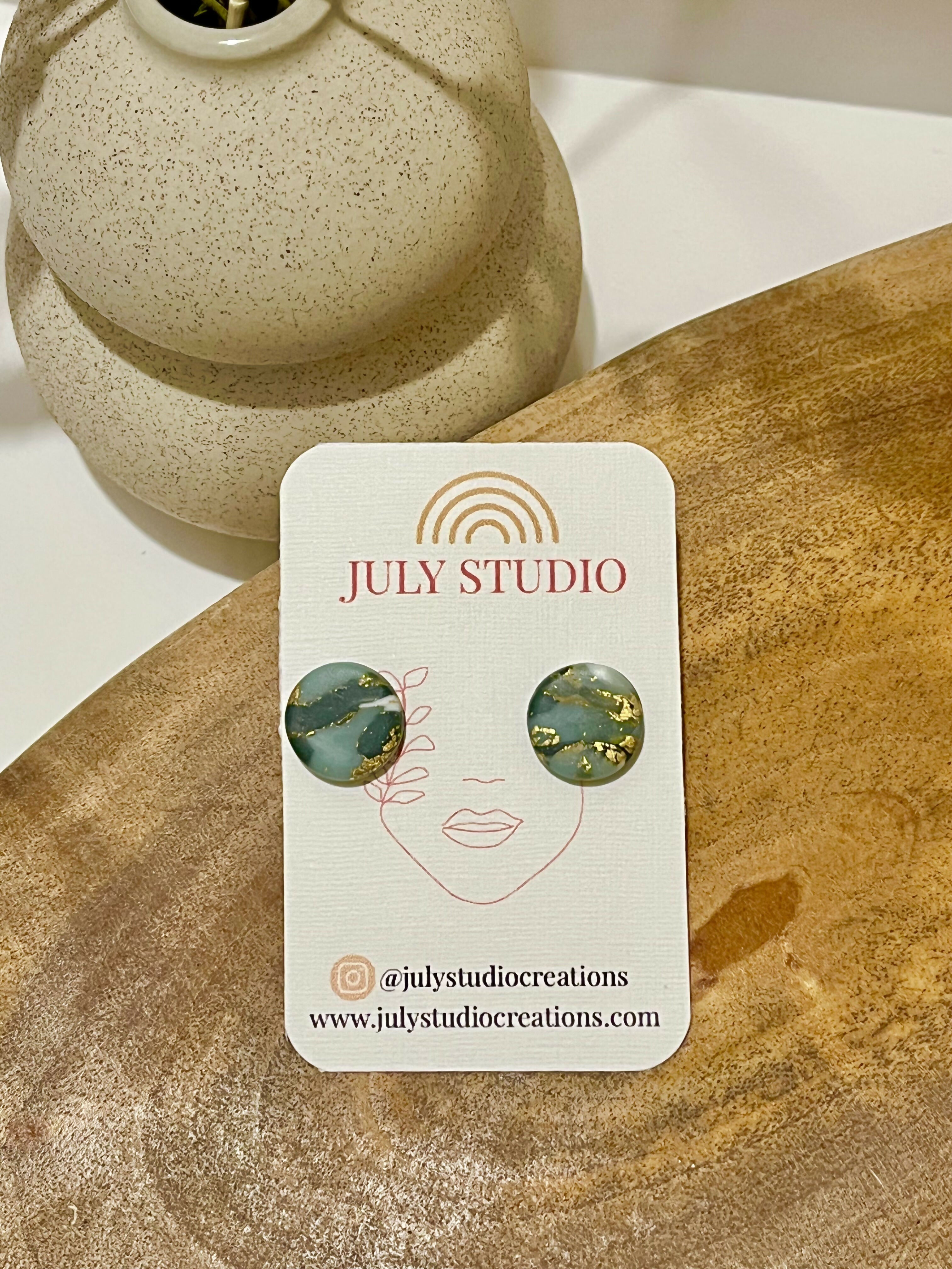 Emerald No. 5 - Handmade Polymer Clay Earrings