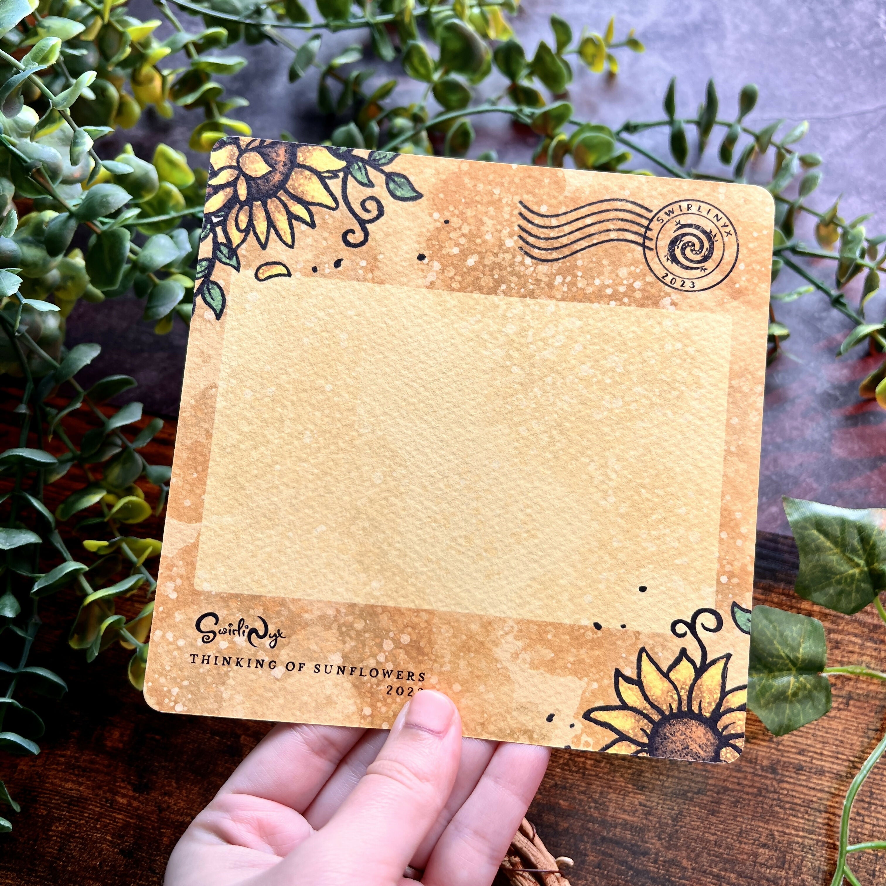 Sunflower Skull Art Print Postcard