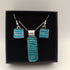 Blue and Green Dichroic Glass Pendant and Earring Set