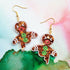 Handmade Glitter Gingerbread Man Christmas Earrings