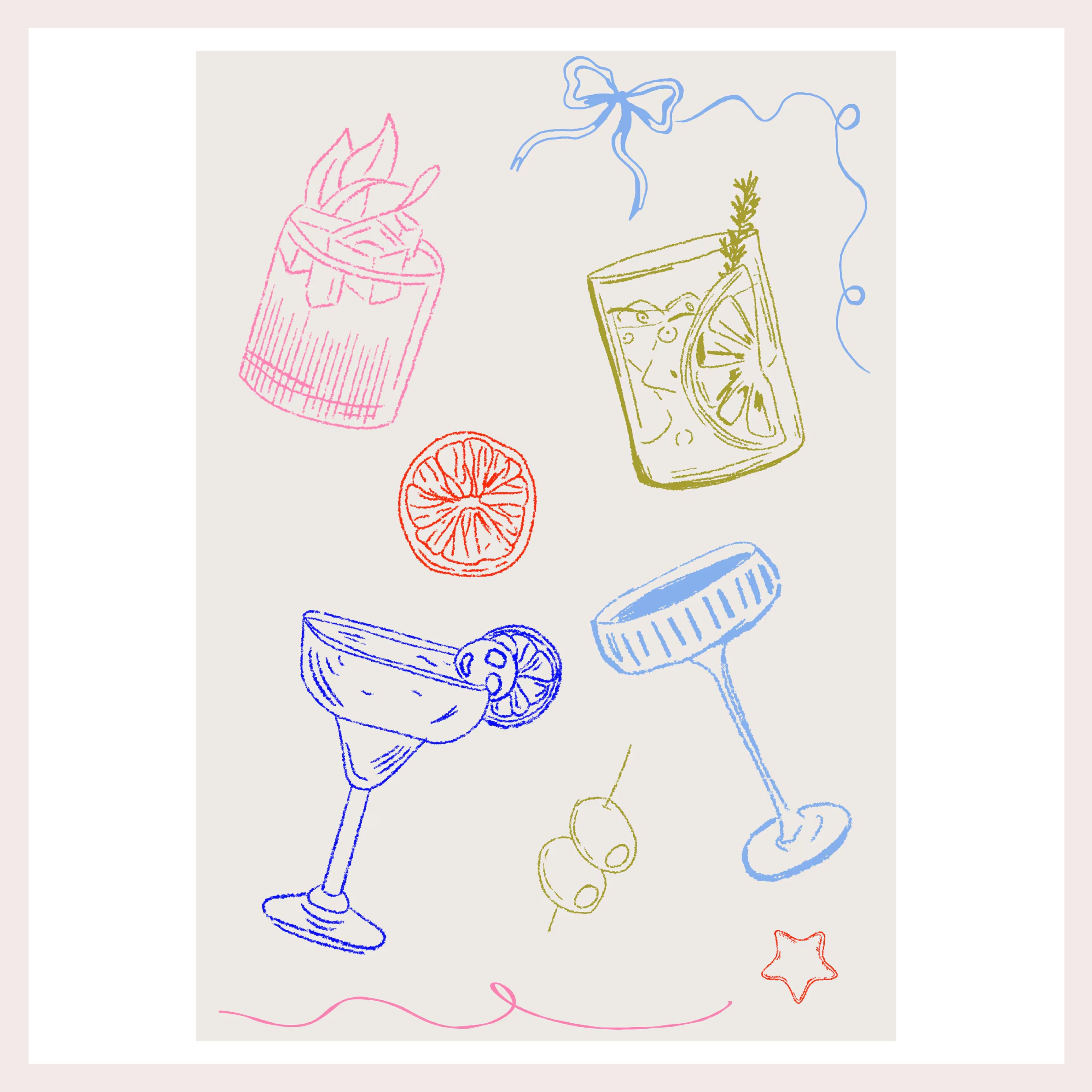 Cocktail Illustrated Print