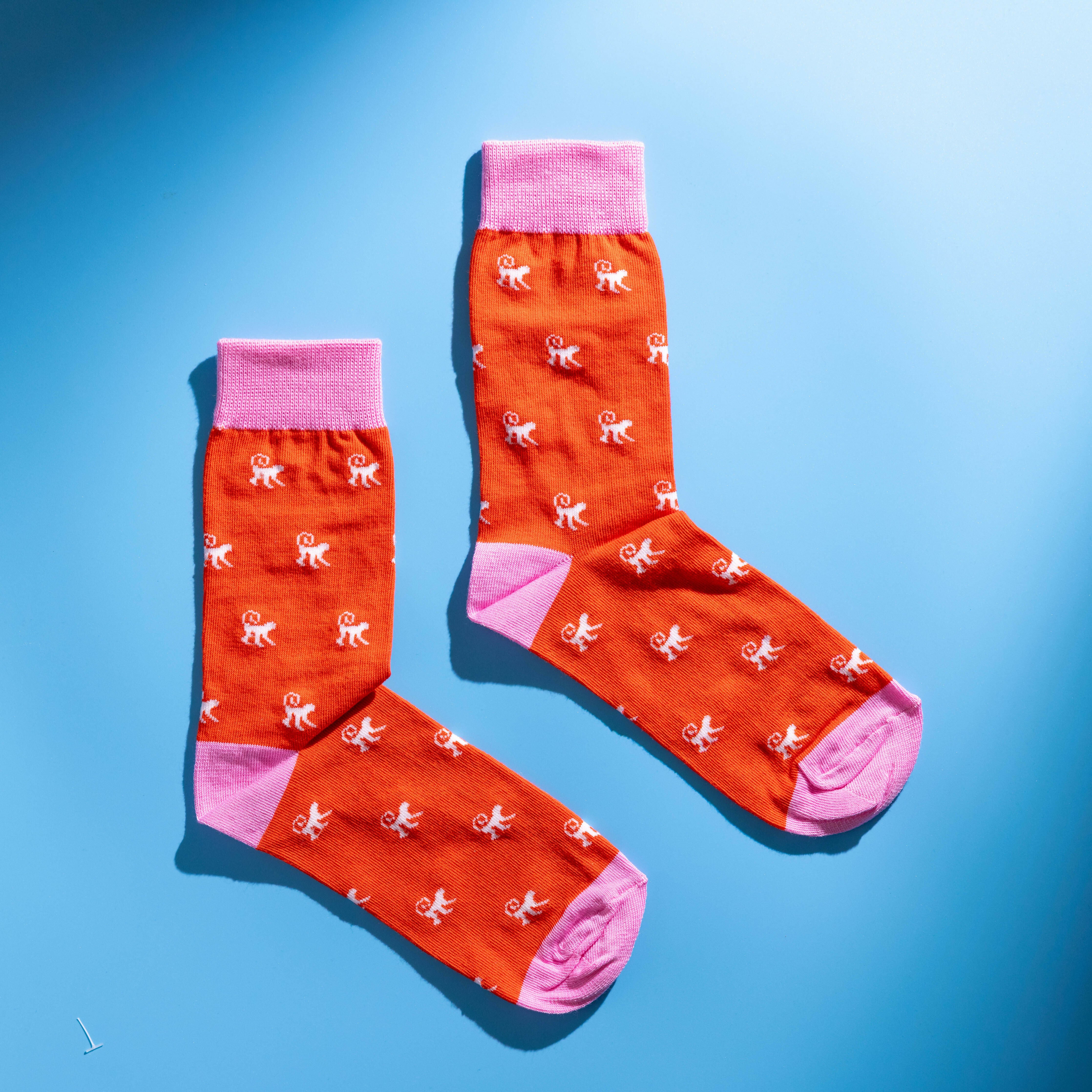 Persona White Monkey Pattern Egyptian Cotton Men's Socks | UK 6.5 - 11