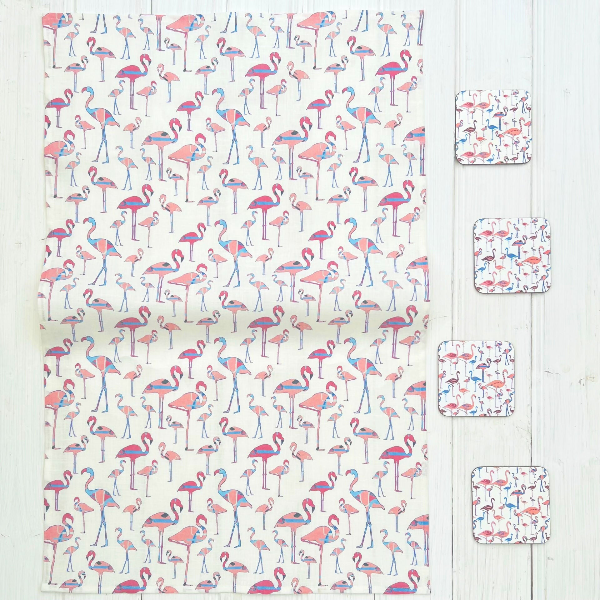 Linen Tea Towel - Flamingos