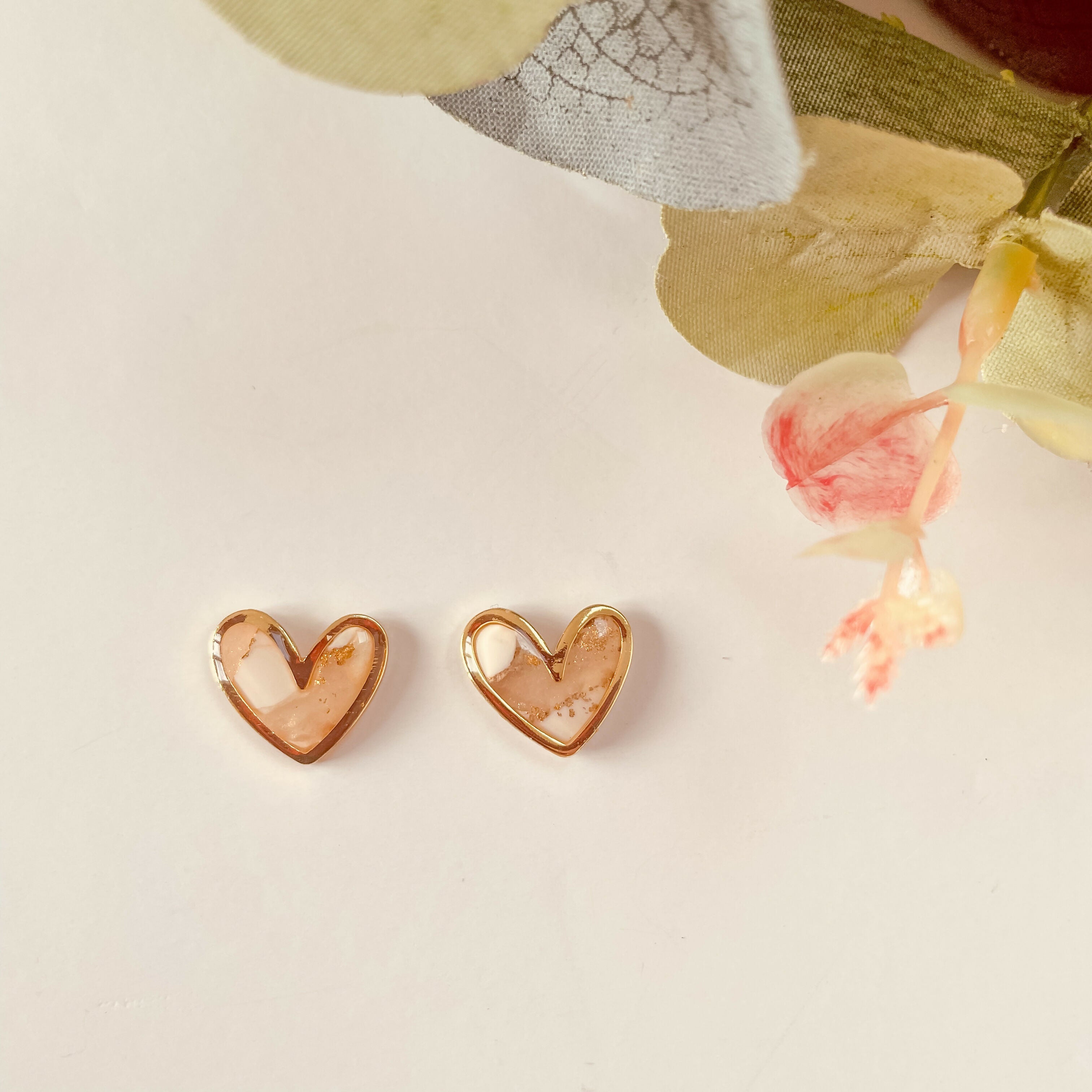 White and Gold Stud Earrings