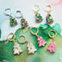 Handmade Glitter Resin Christmas Tree Charms On Huggie Hoops